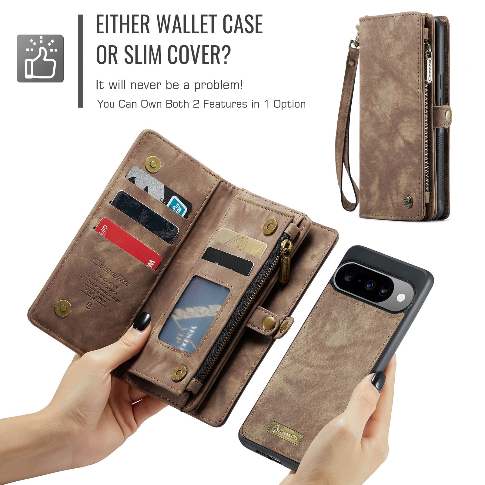 Cover portafoglio Multi-Slot Google Pixel 10 Marrone