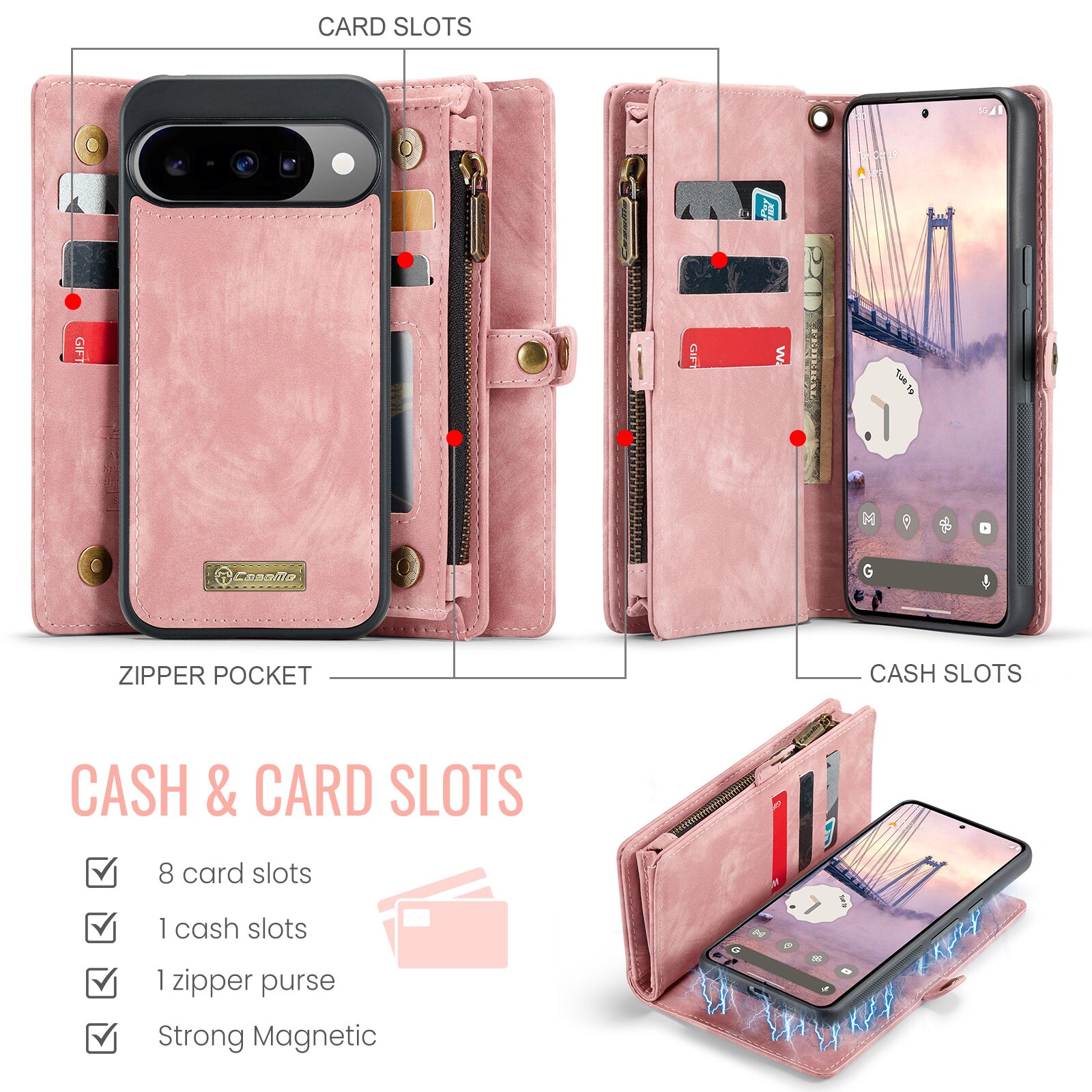 Cover portafoglio Multi-Slot Google Pixel 10 Rosa