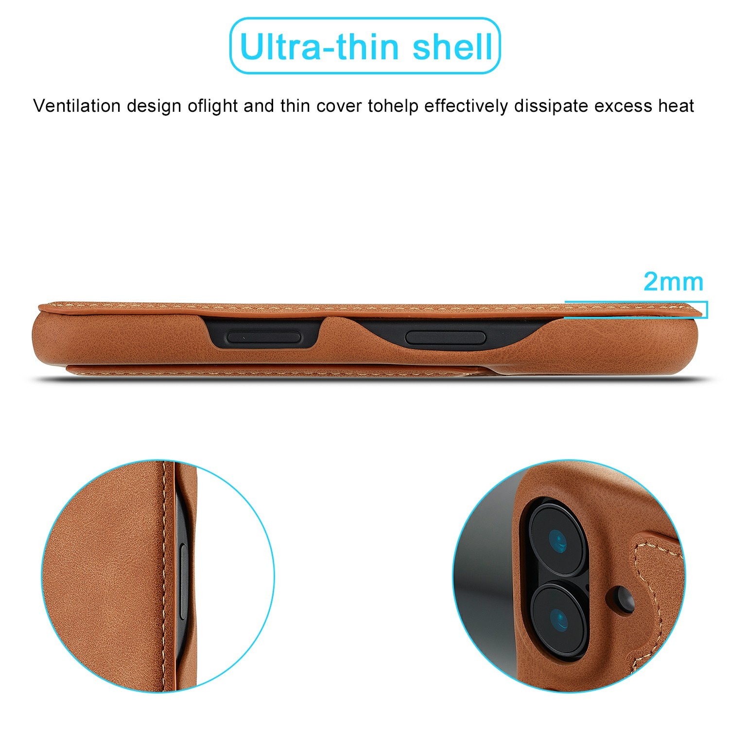 Custodie a portafoglio sottili iPhone 17 Cognac