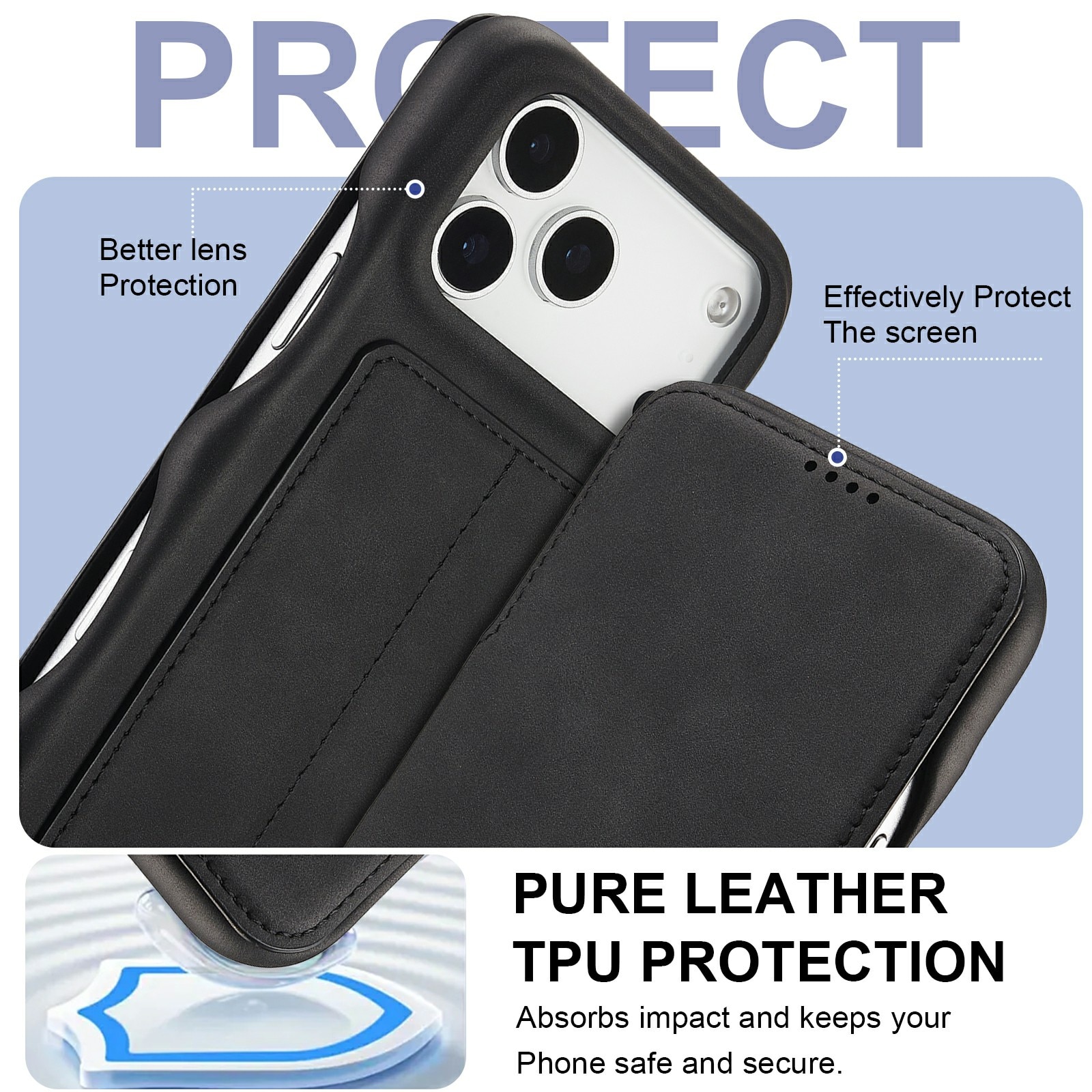 Custodie a portafoglio sottili iPhone 17 Pro Nero