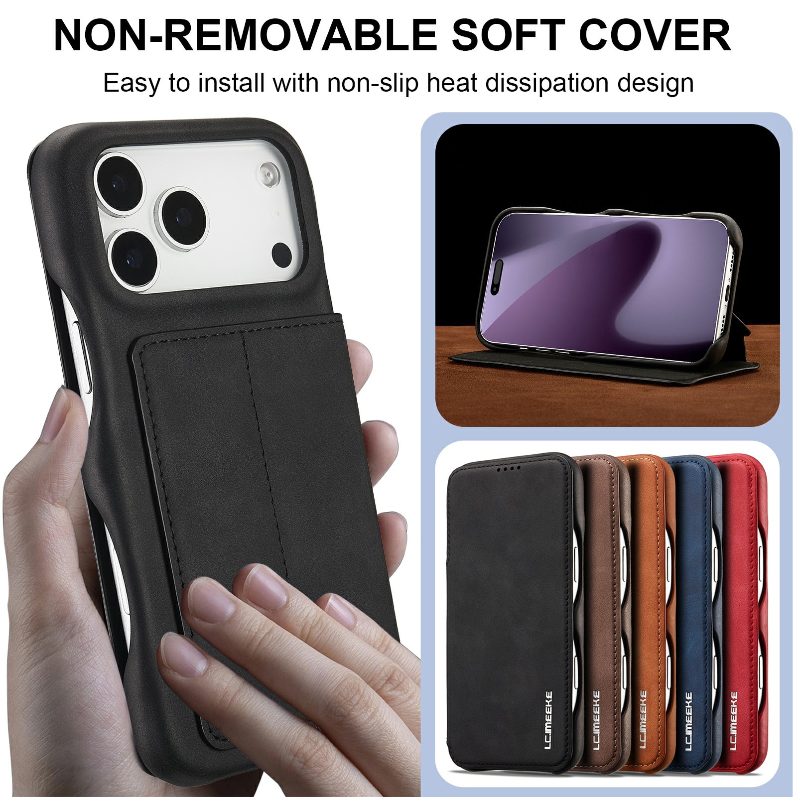 Custodie a portafoglio sottili iPhone 17 Pro Nero