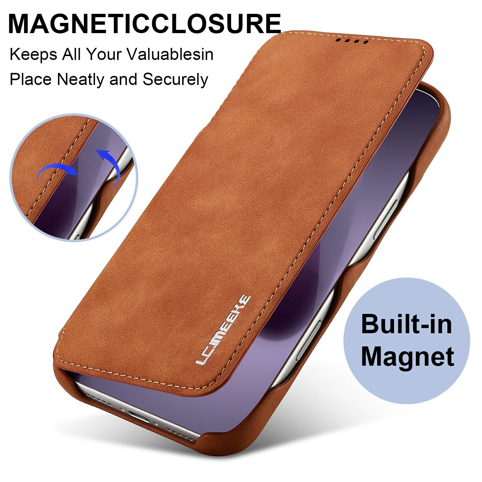 Custodie a portafoglio sottili iPhone 17 Pro Cognac