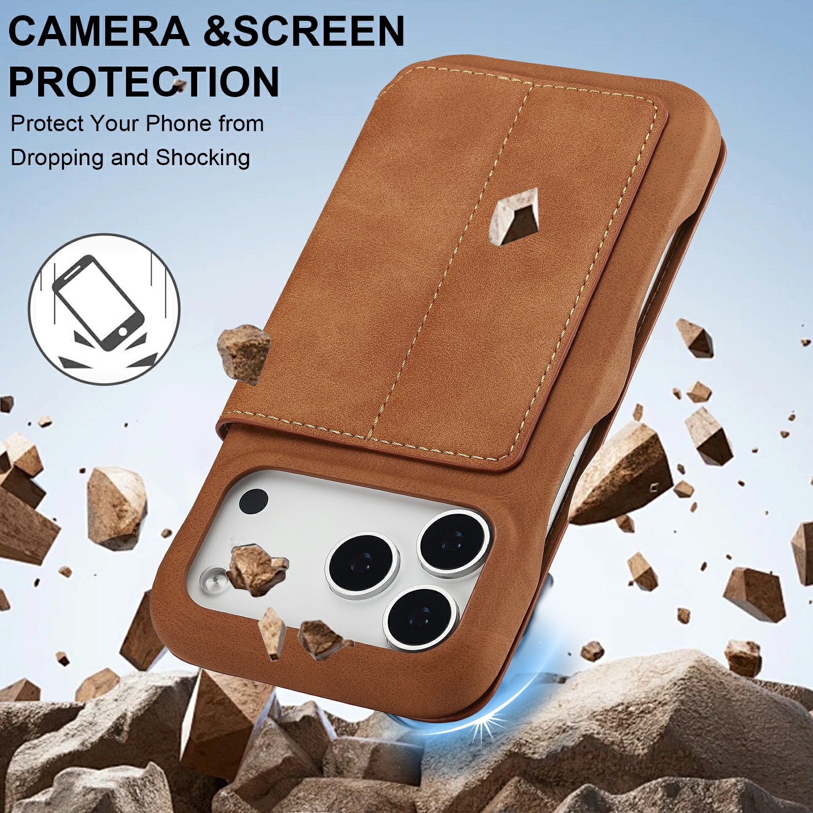 Custodie a portafoglio sottili iPhone 17 Pro Cognac