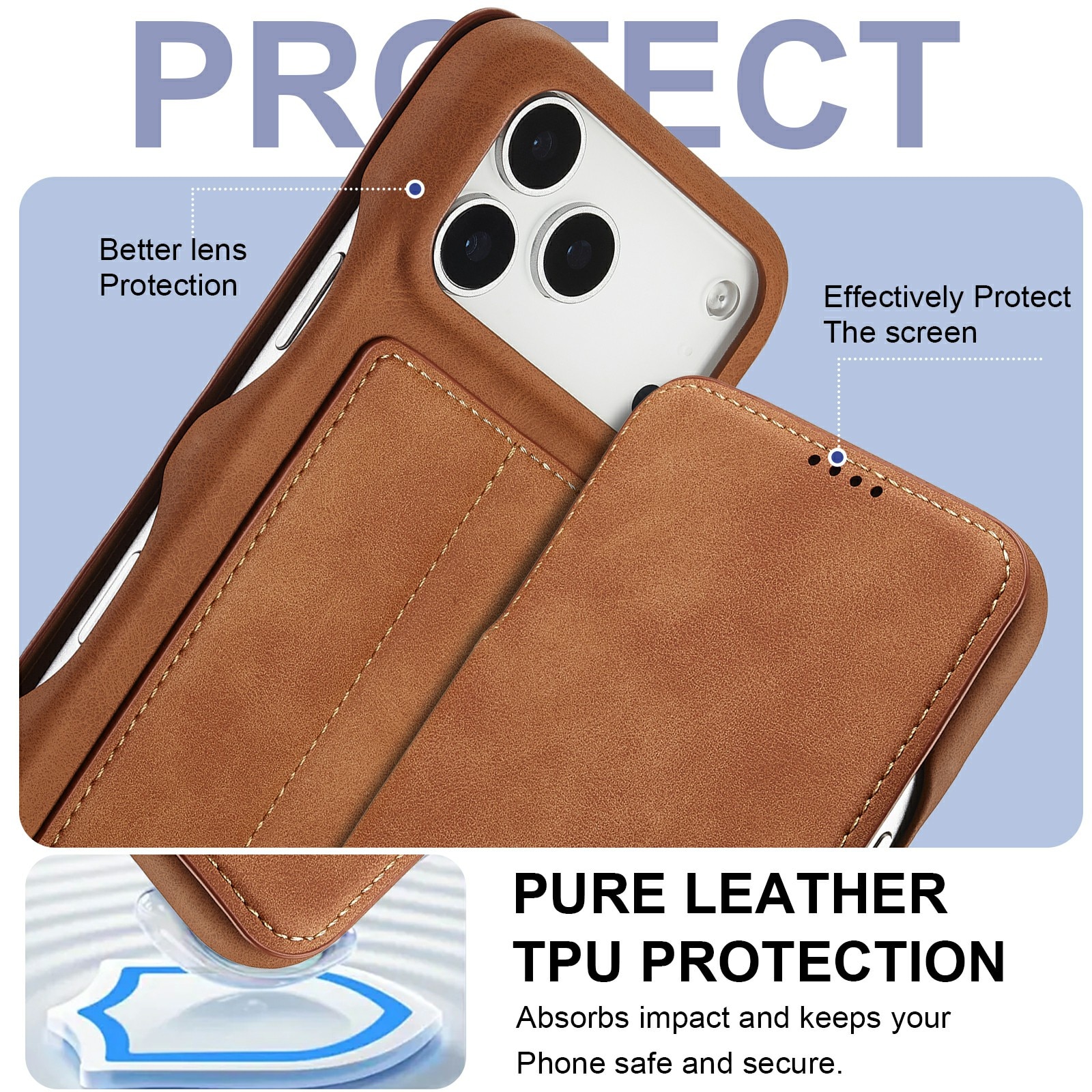 Custodie a portafoglio sottili iPhone 17 Pro Cognac