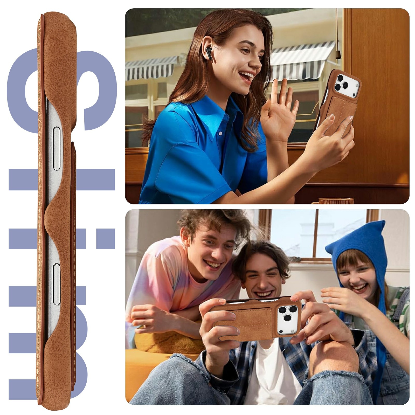 Custodie a portafoglio sottili iPhone 17 Pro Cognac