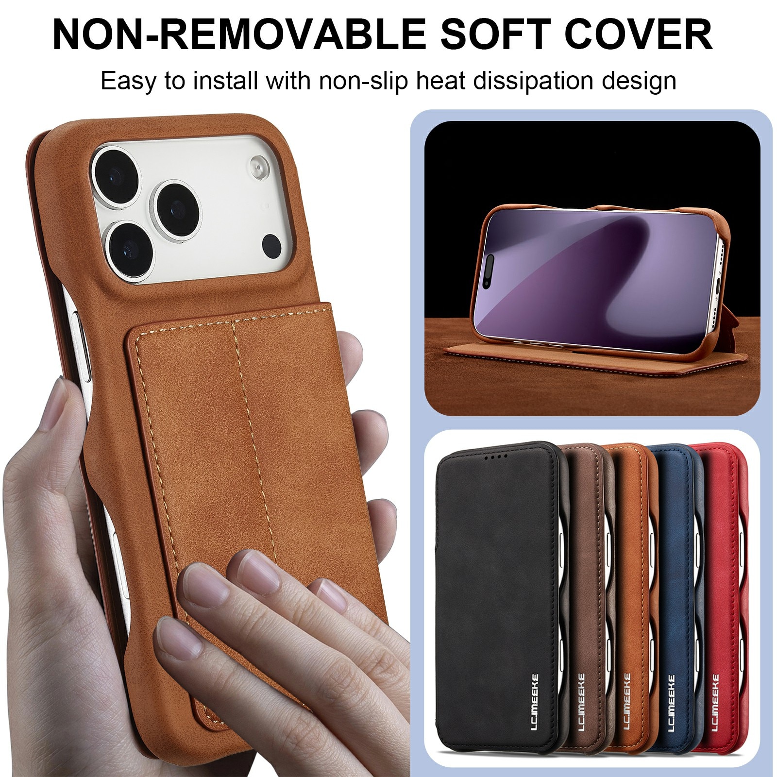Custodie a portafoglio sottili iPhone 17 Pro Cognac