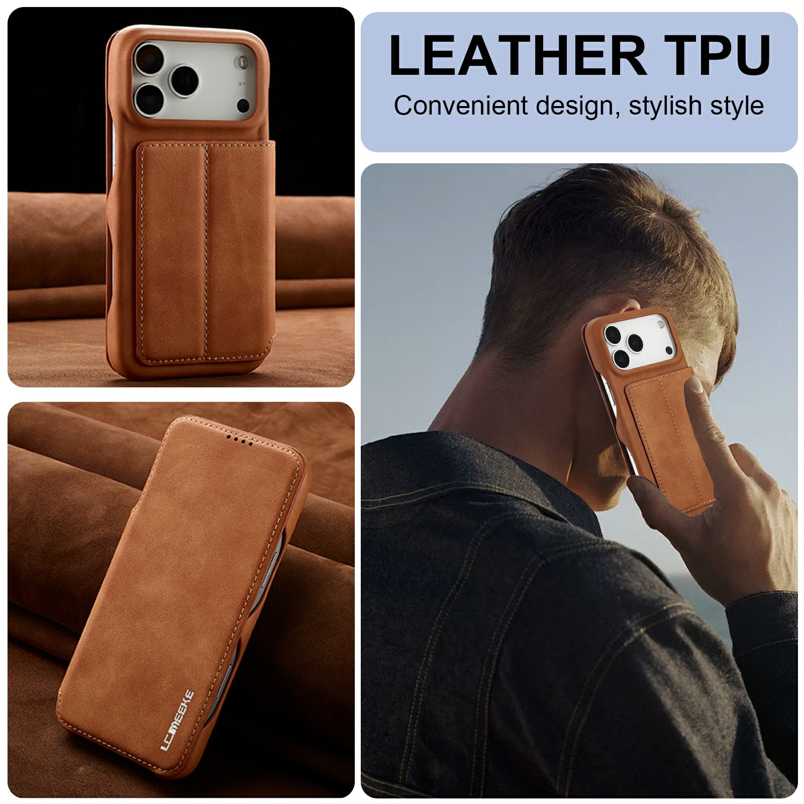 Custodie a portafoglio sottili iPhone 17 Pro Cognac