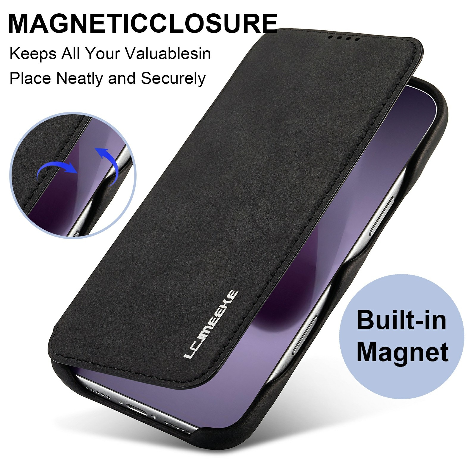 Custodie a portafoglio sottili iPhone 17 Pro Max Nero