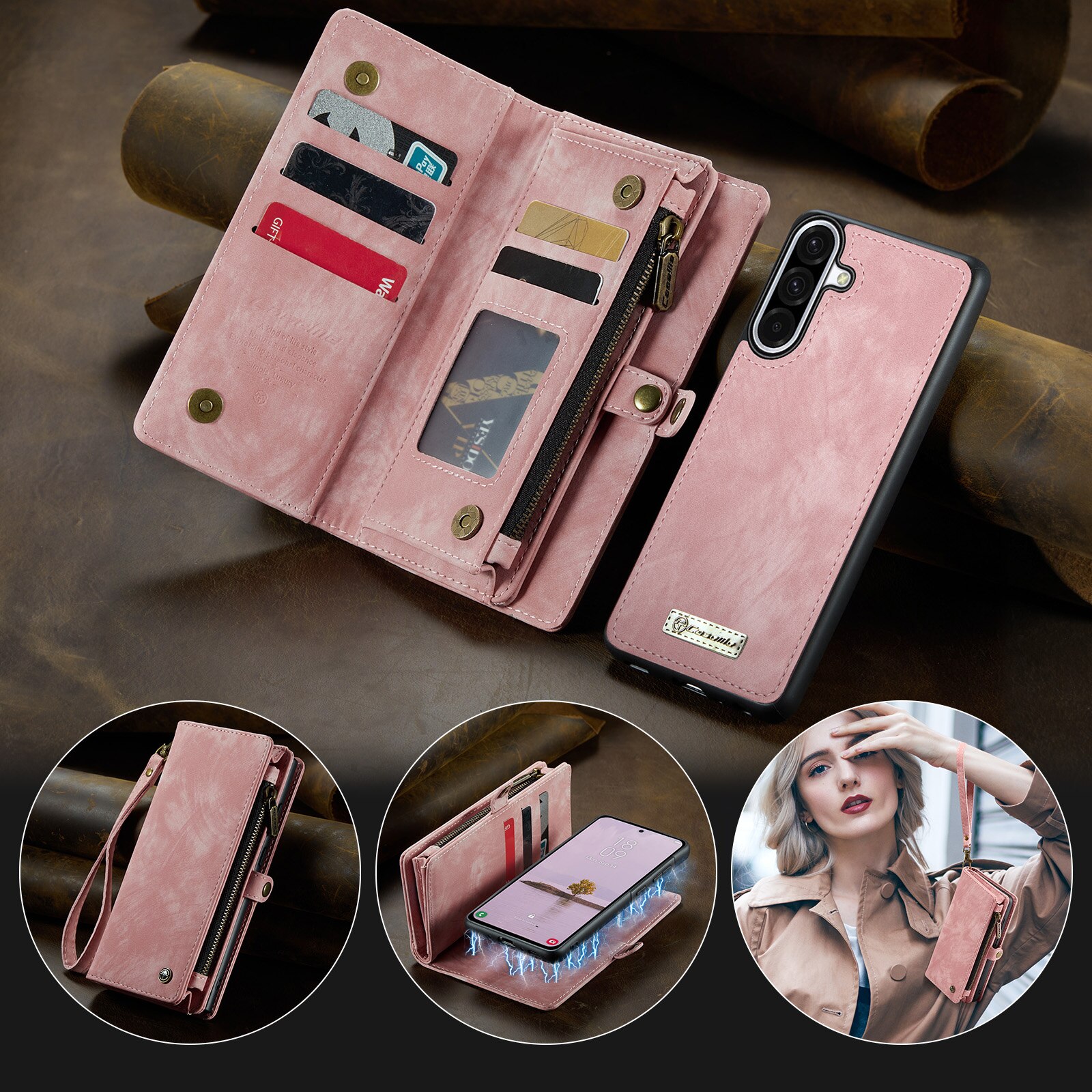 Cover portafoglio Multi-Slot Samsung Galaxy A17 Rosa