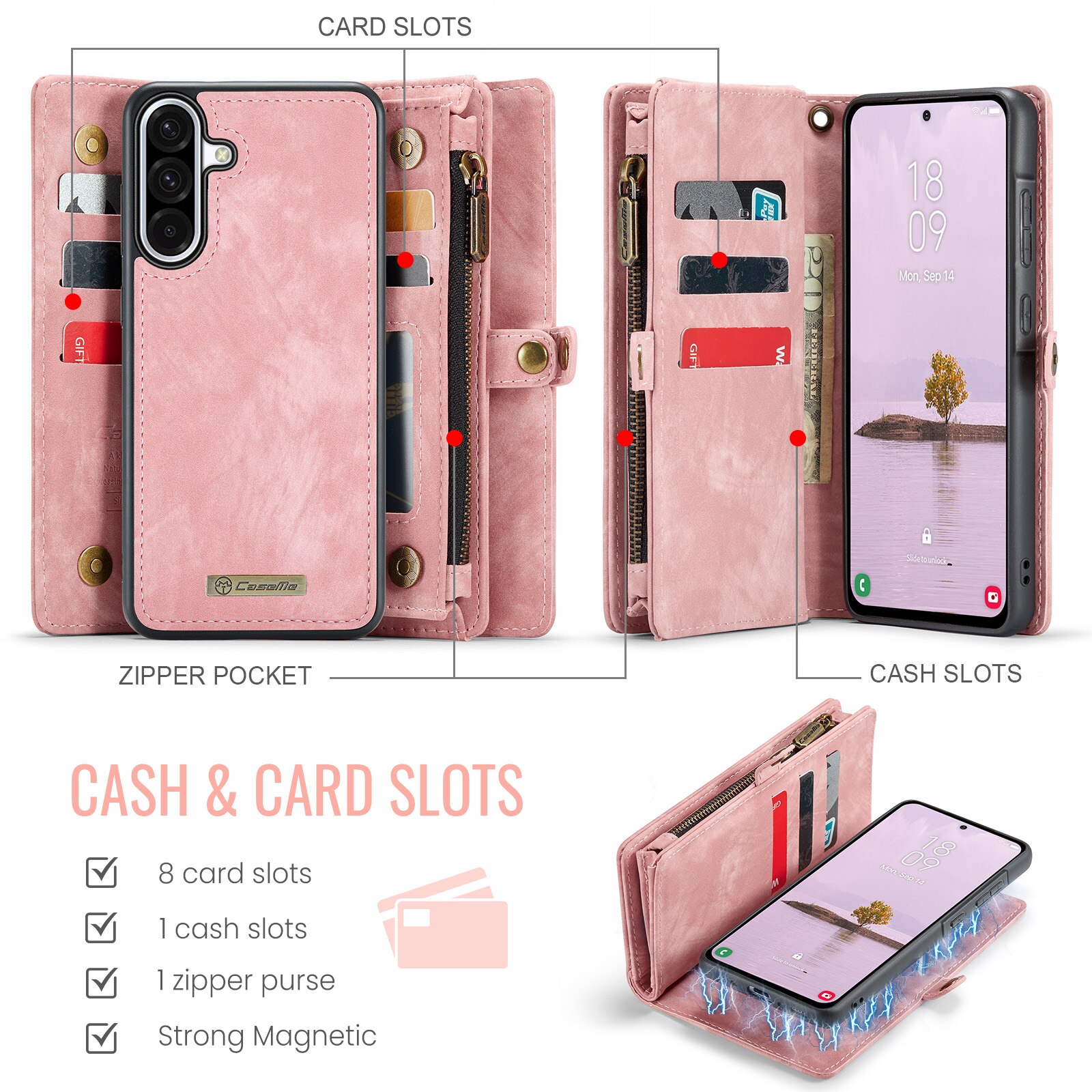 Cover portafoglio Multi-Slot Samsung Galaxy A17 Rosa