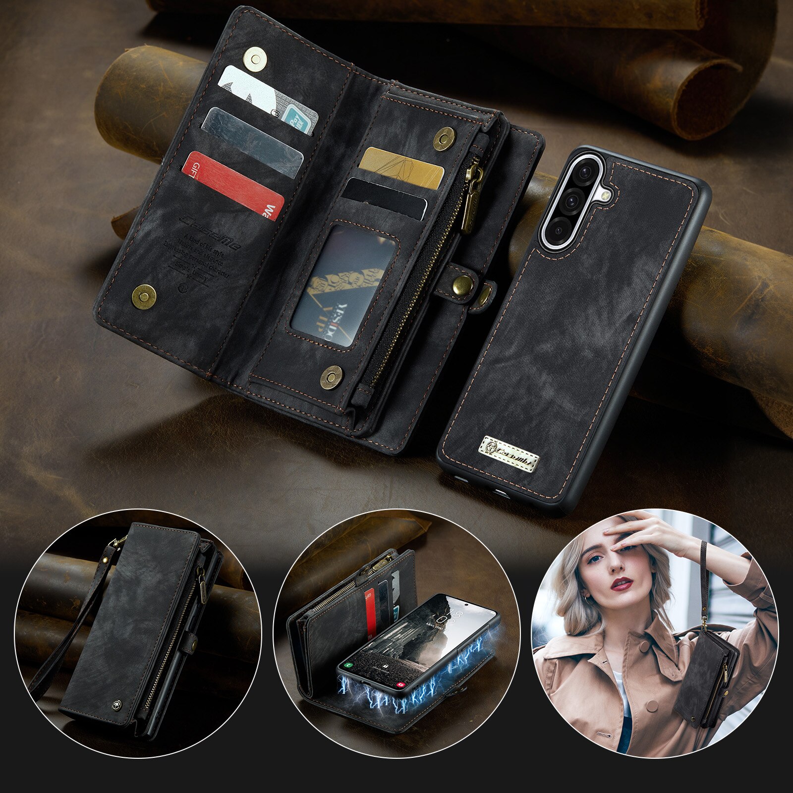 Cover portafoglio Multi-Slot Samsung Galaxy A17 Grigio