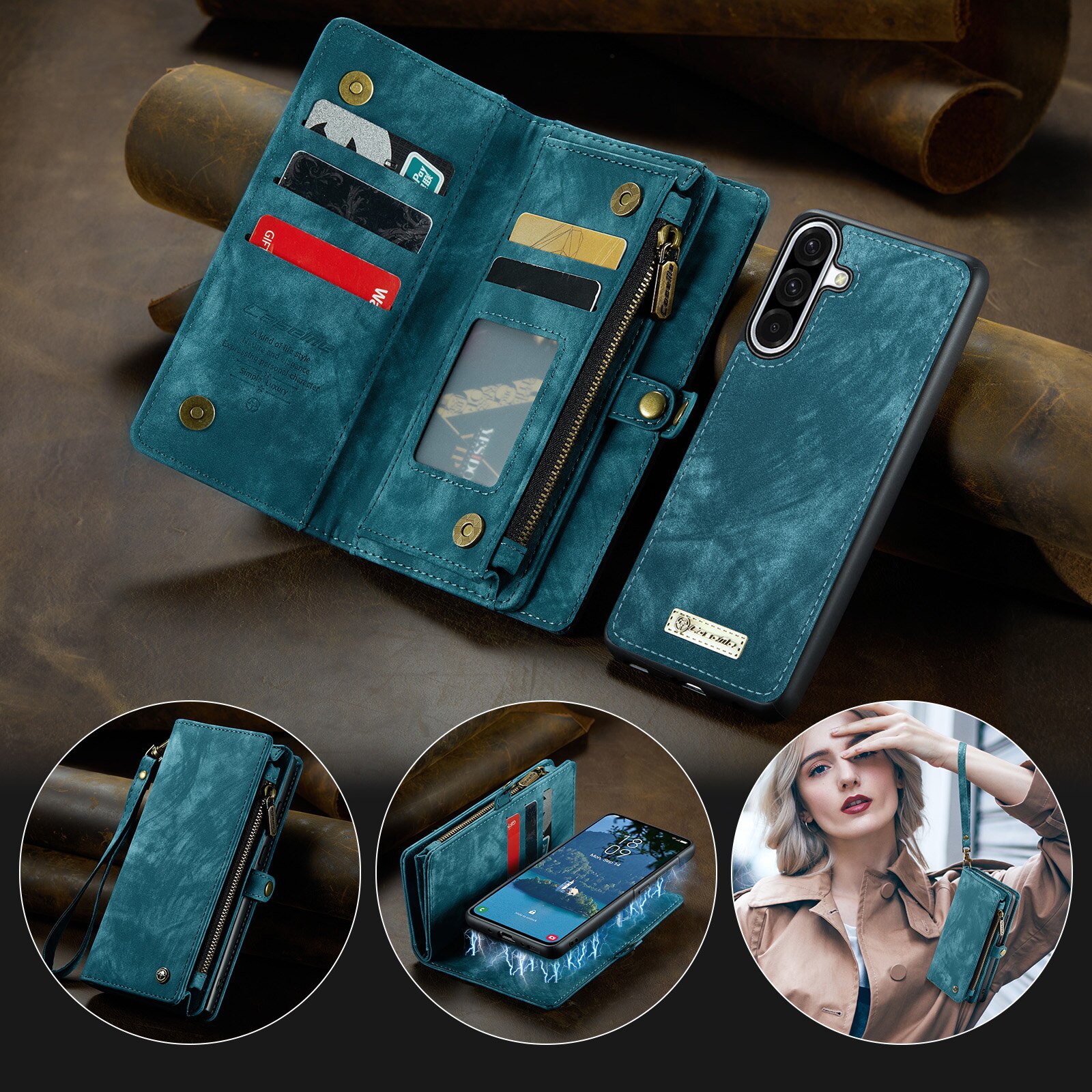 Cover portafoglio Multi-Slot Samsung Galaxy A17 Blu