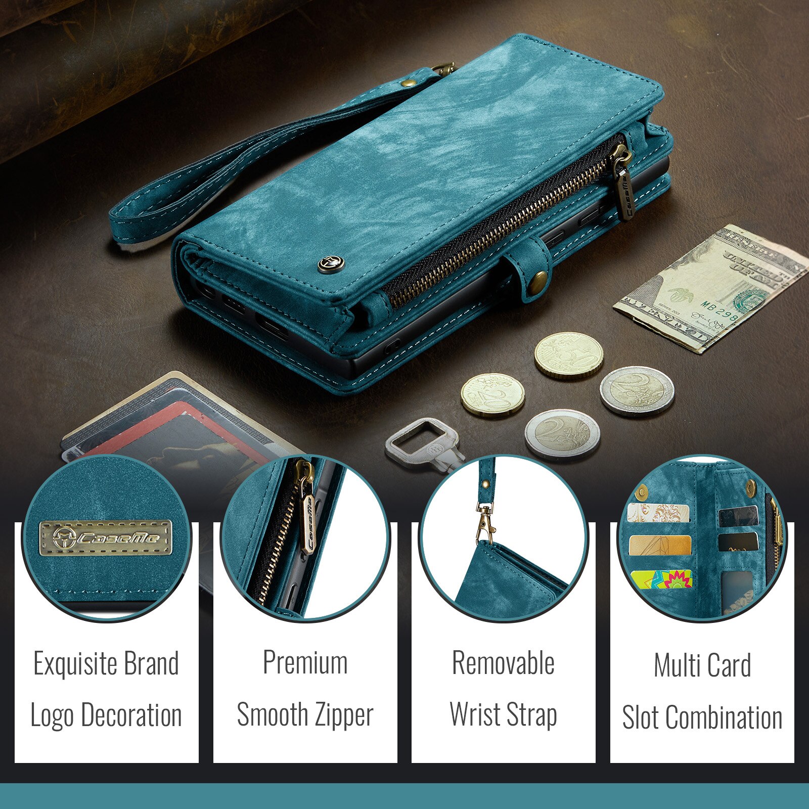 Cover portafoglio Multi-Slot Samsung Galaxy A17 Blu