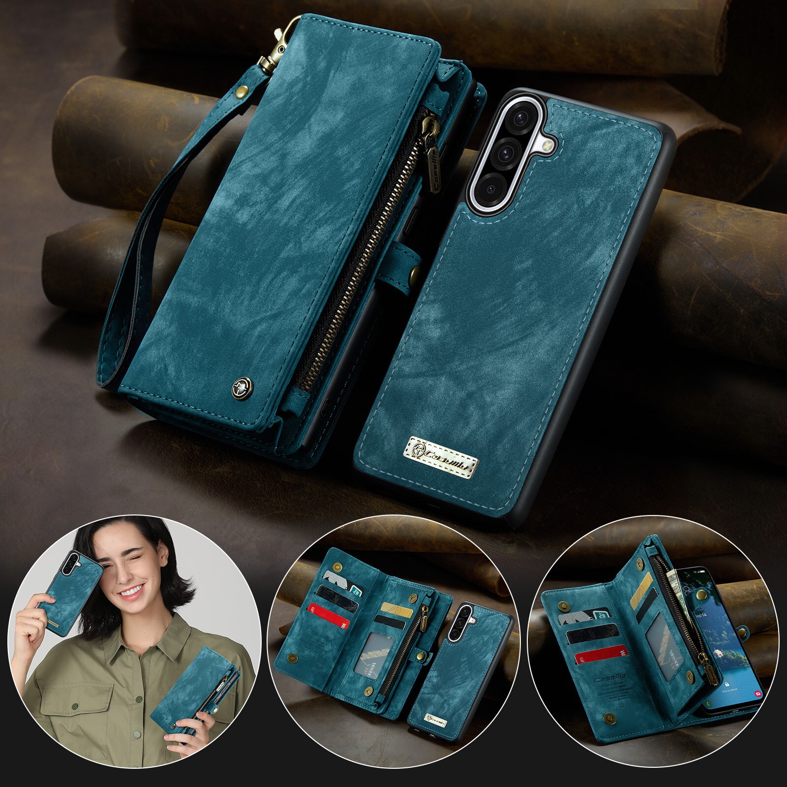 Cover portafoglio Multi-Slot Samsung Galaxy A17 Blu