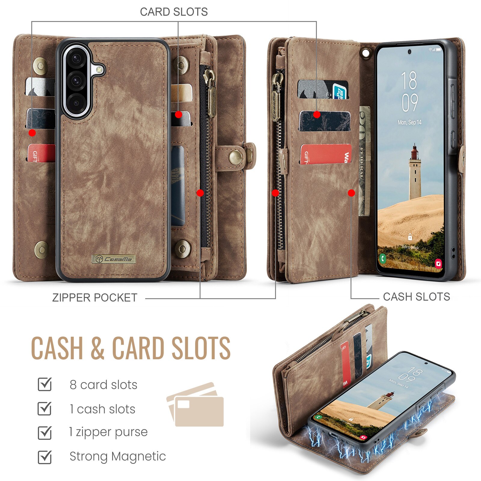 Cover portafoglio Multi-Slot Samsung Galaxy A17 Marrone