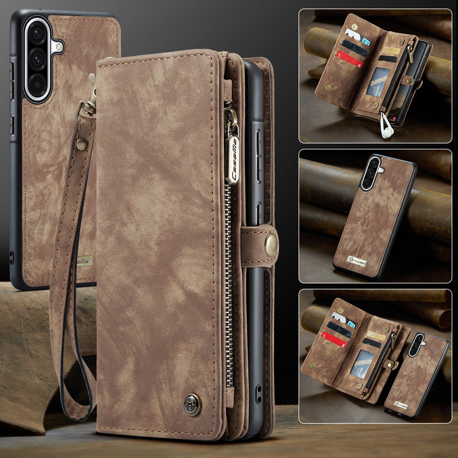 Cover portafoglio Multi-Slot Samsung Galaxy A17 Marrone
