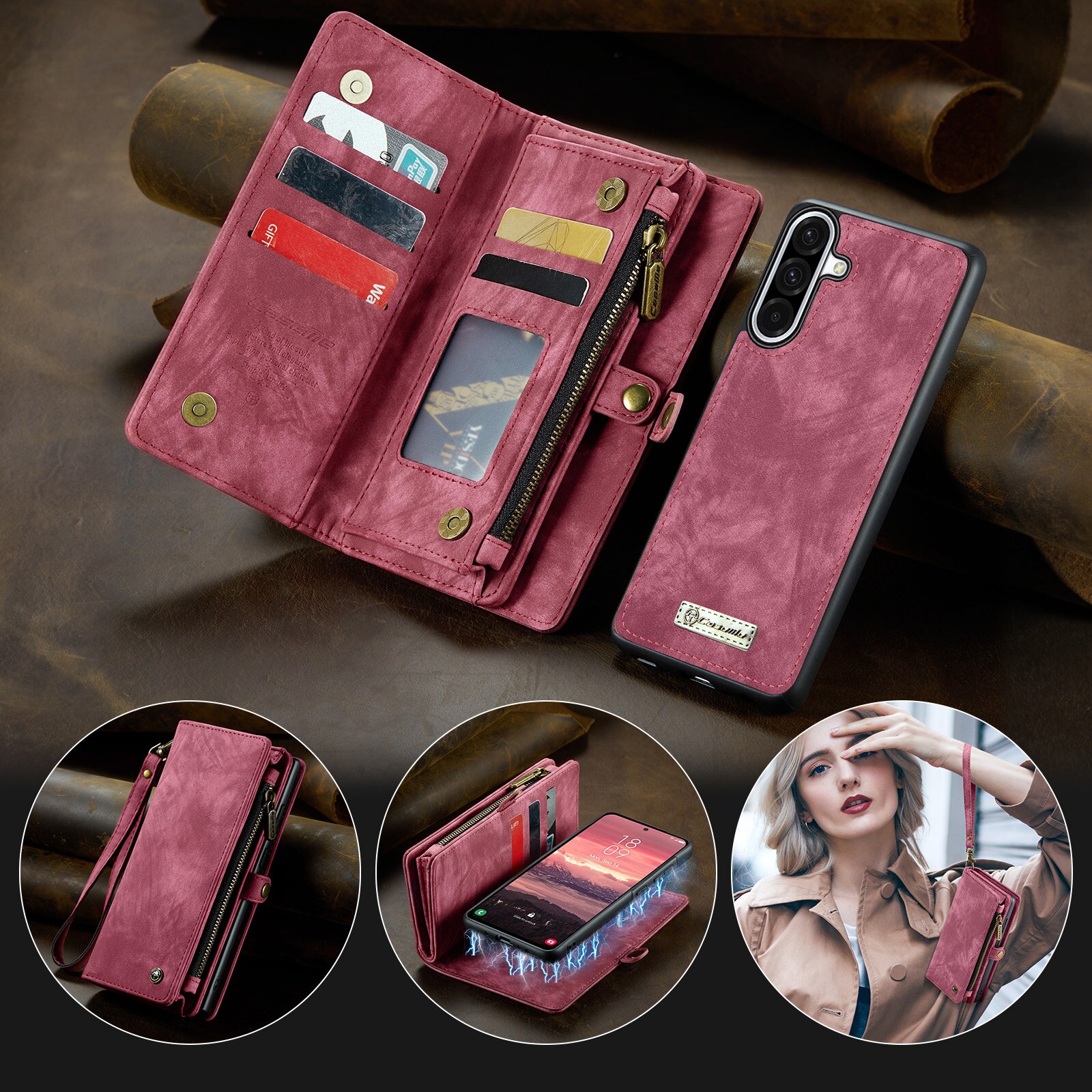 Cover portafoglio Multi-Slot Samsung Galaxy A17 Rosso