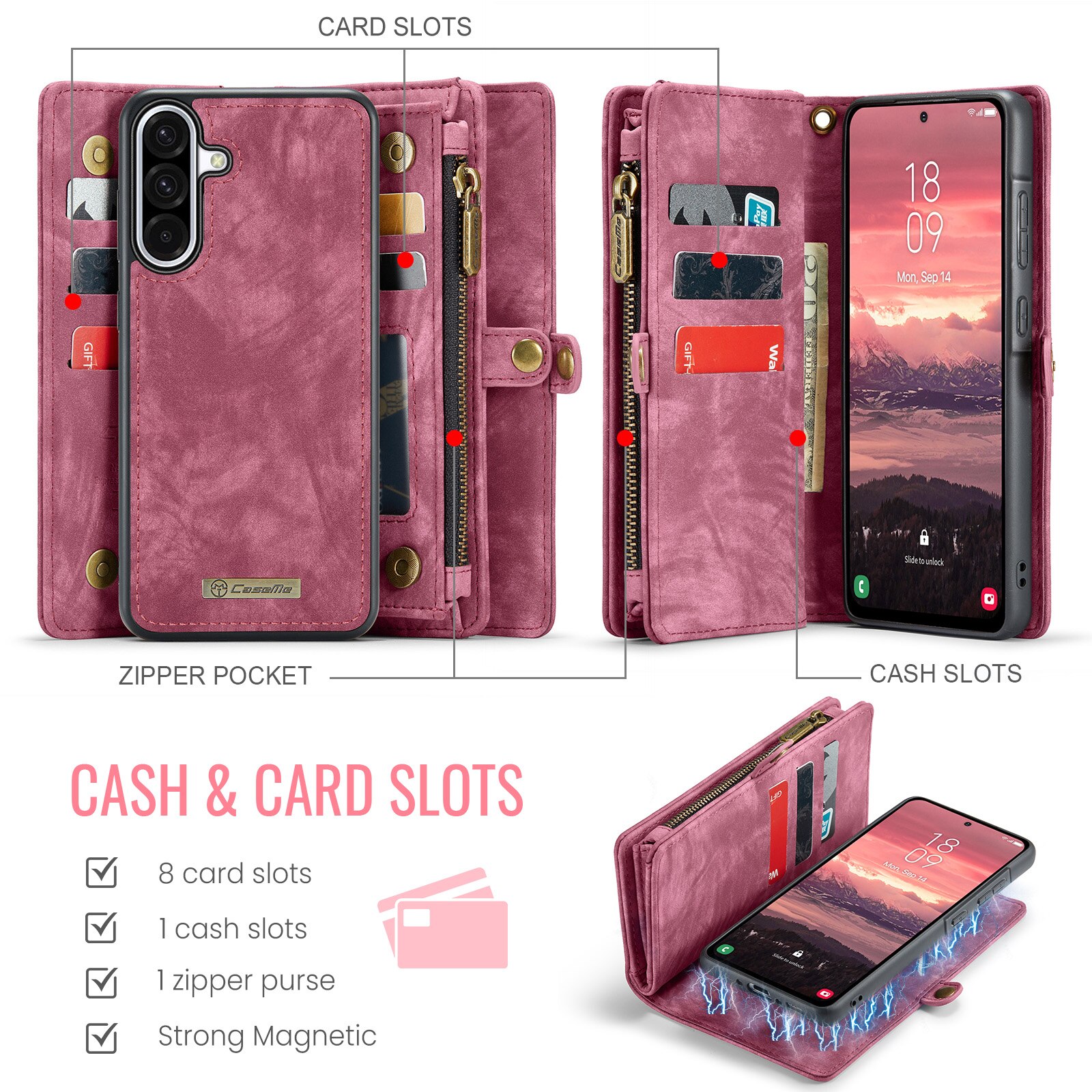 Cover portafoglio Multi-Slot Samsung Galaxy A17 Rosso