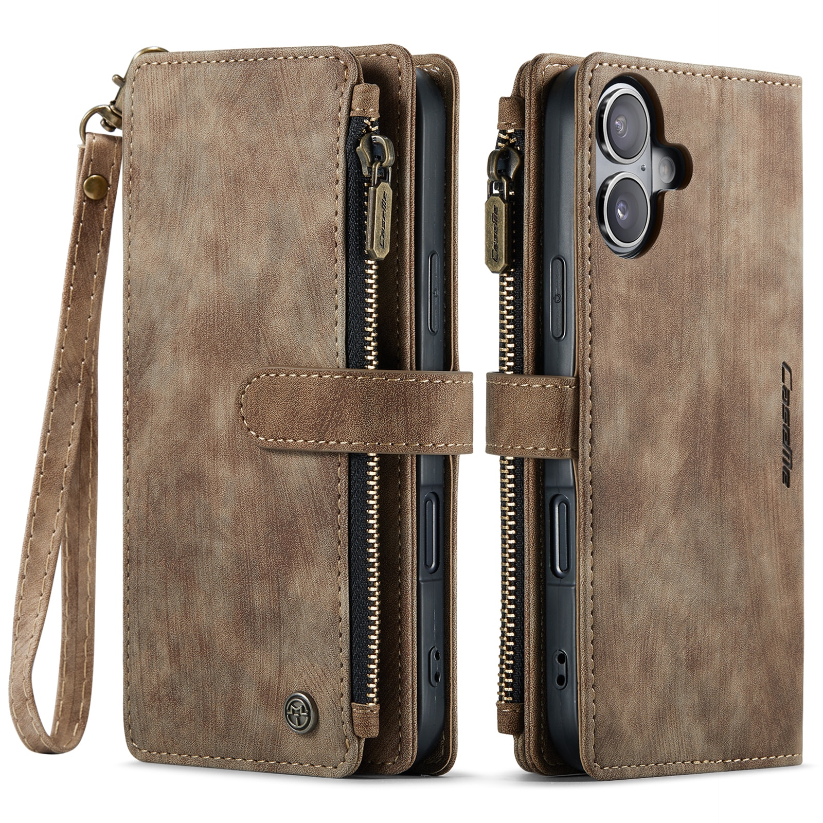 Custodie a portafoglio Zipper iPhone 17 Marrone