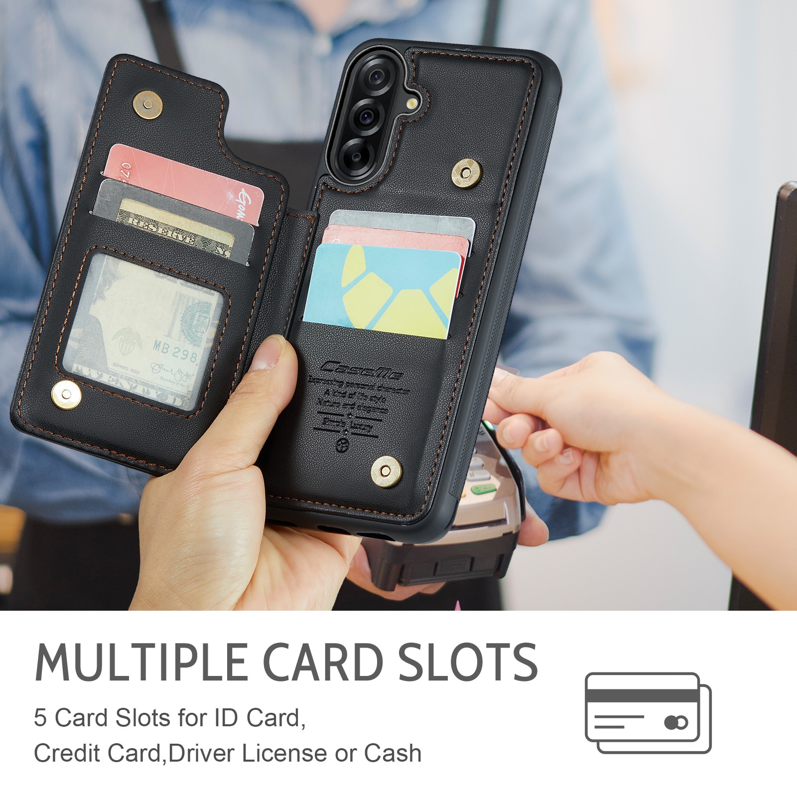 Cover con portacarte anti-RFID Samsung Galaxy A17 nero