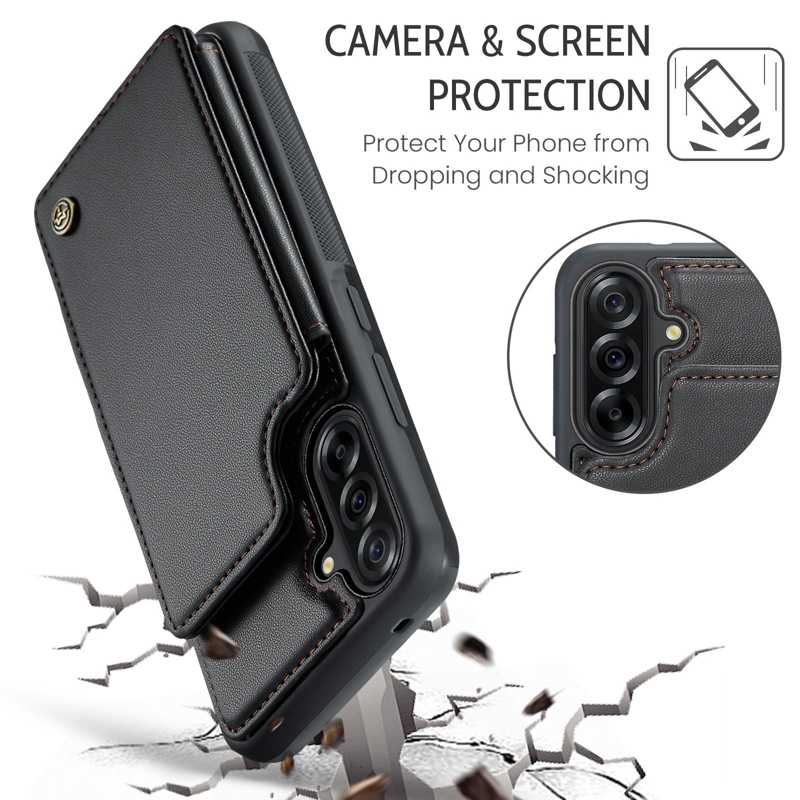 Cover con portacarte anti-RFID Samsung Galaxy A17 nero