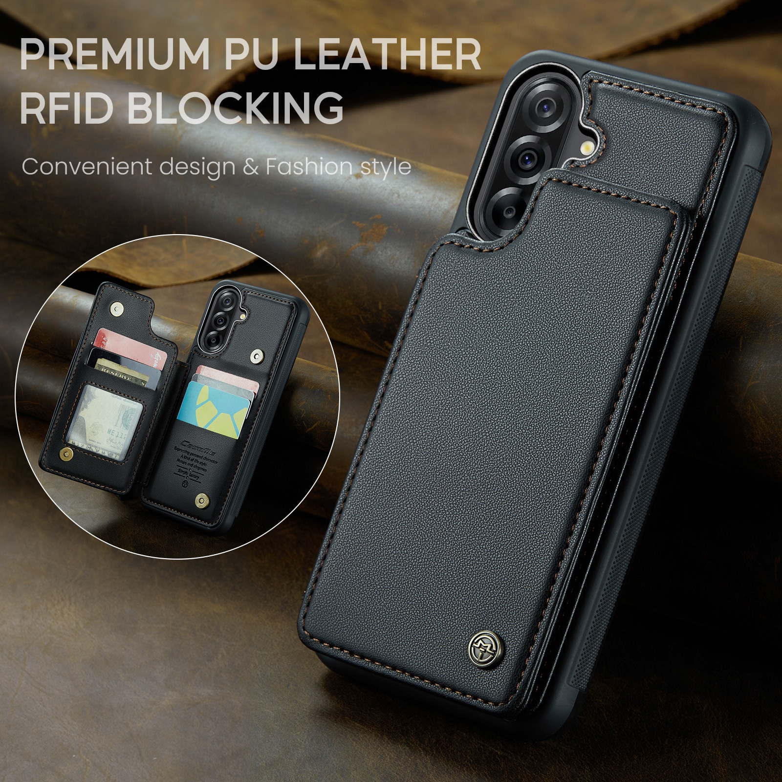 Cover con portacarte anti-RFID Samsung Galaxy A17 nero