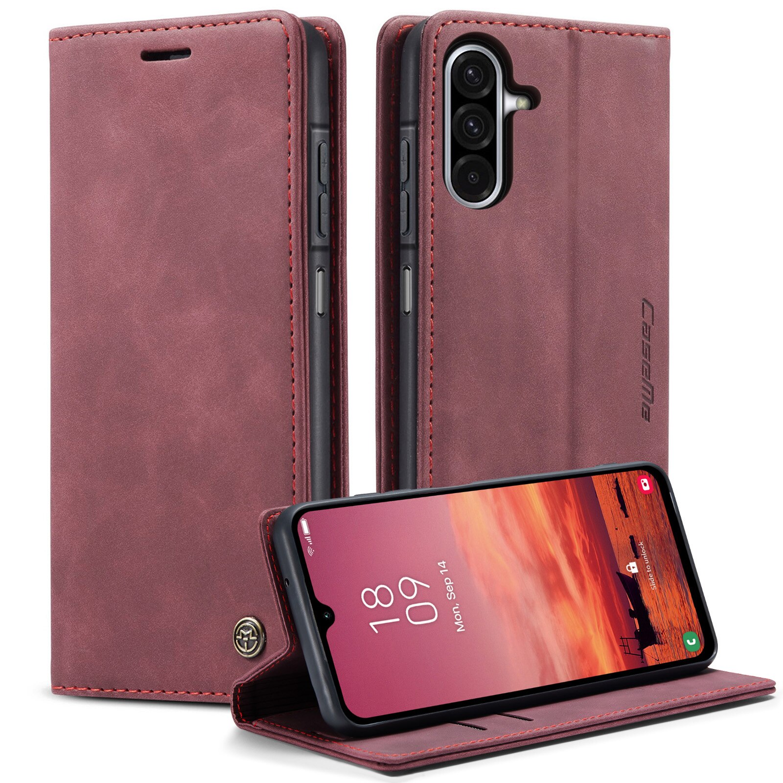 Custodie a portafoglio sottili Samsung Galaxy A17 Rosso