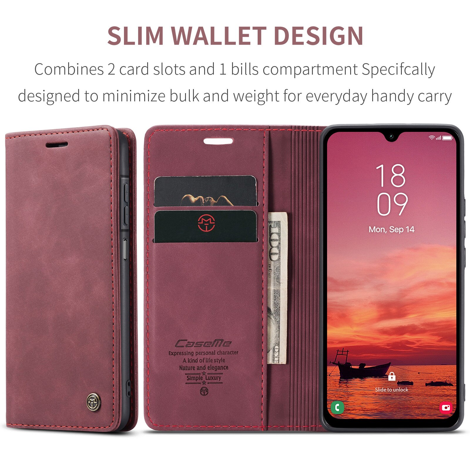 Custodie a portafoglio sottili Samsung Galaxy A17 Rosso
