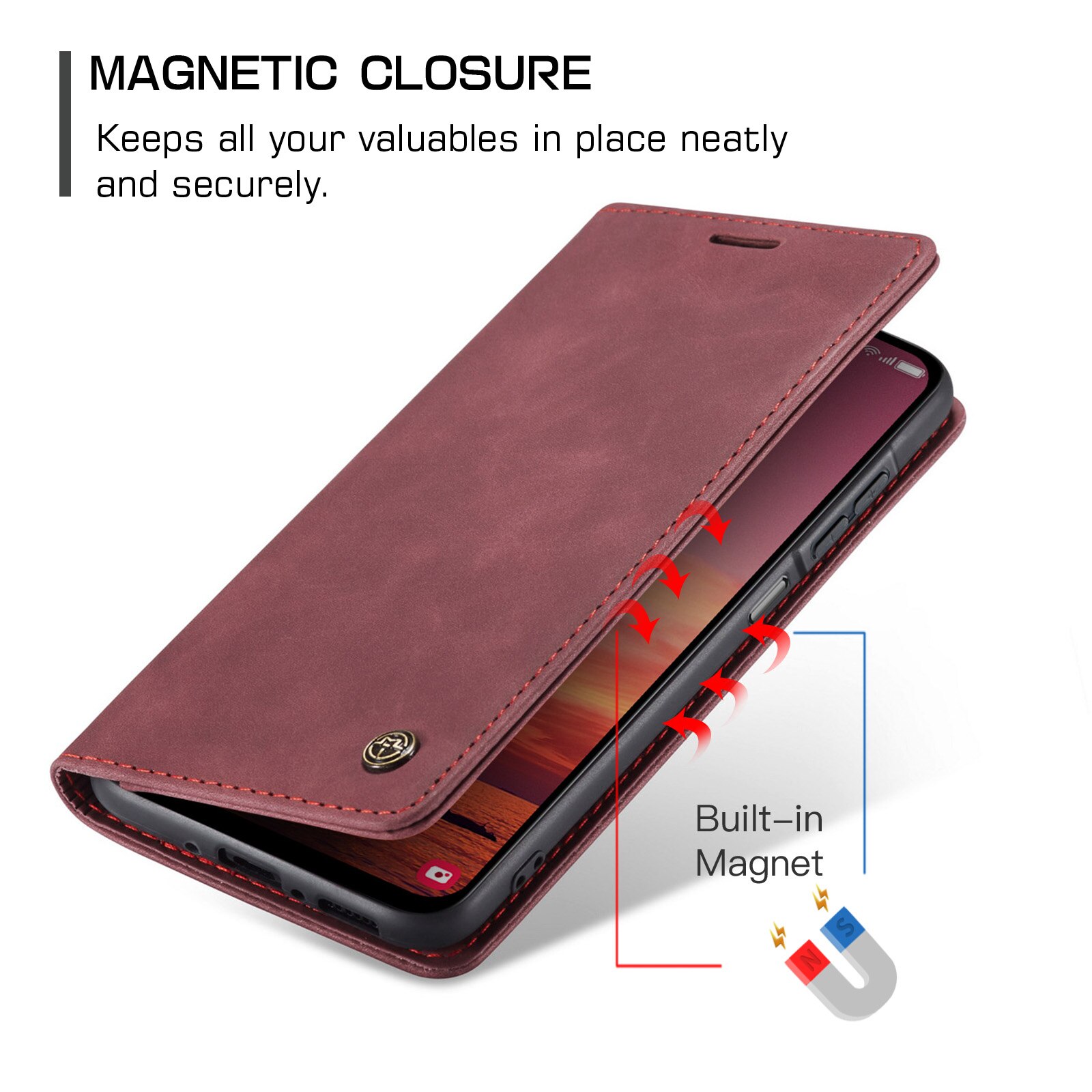 Custodie a portafoglio sottili Samsung Galaxy A17 Rosso
