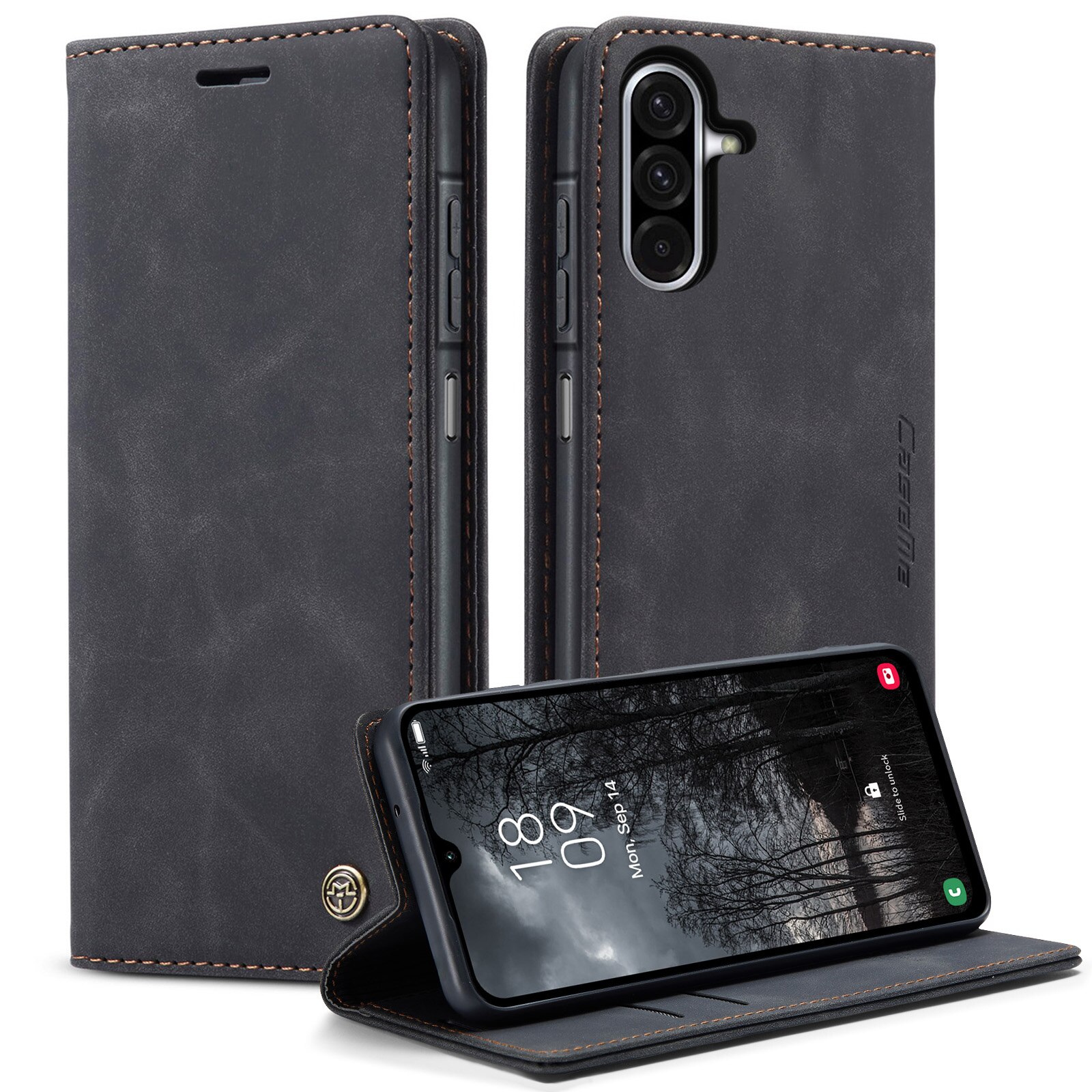 Custodie a portafoglio sottili Samsung Galaxy A17 Nero