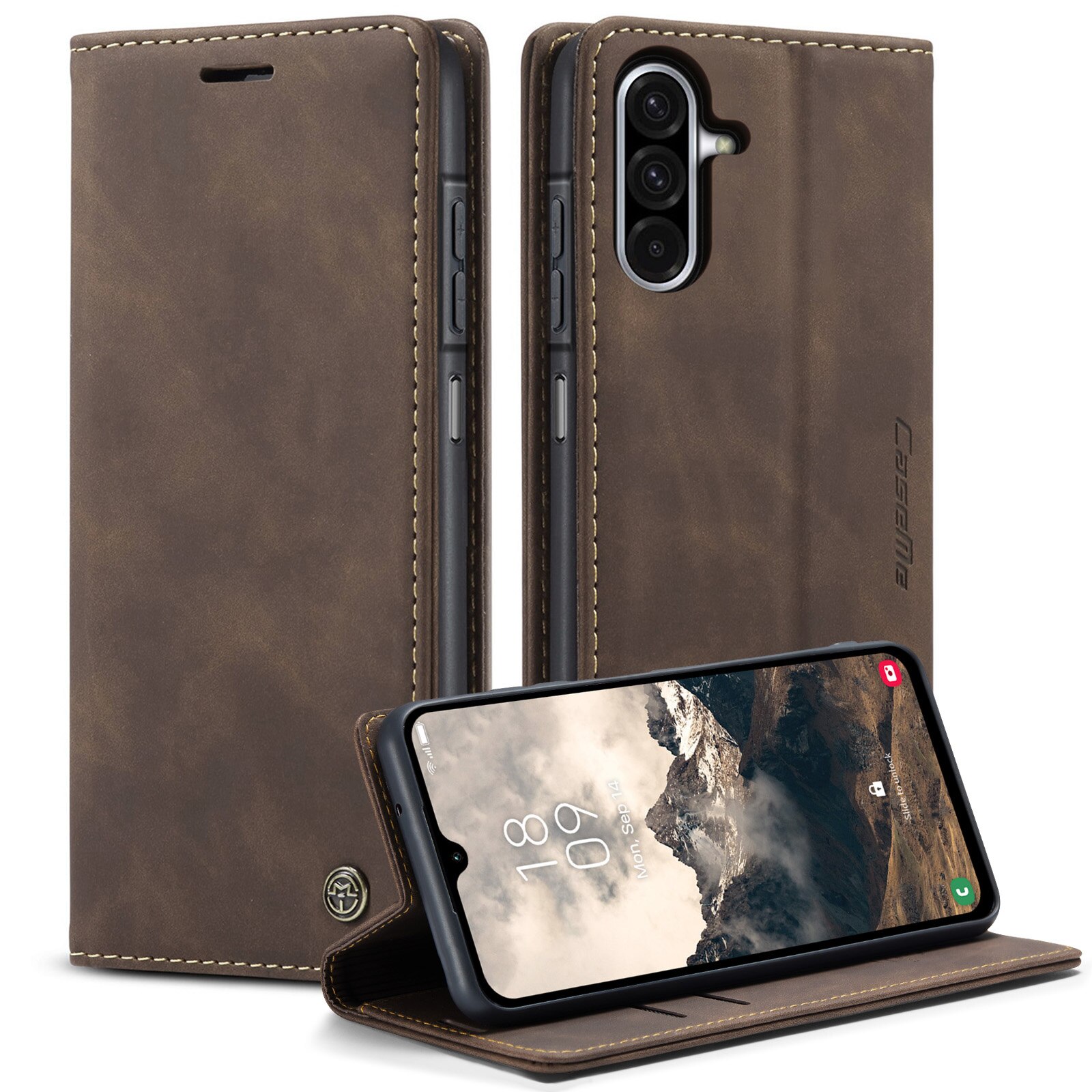 Custodie a portafoglio sottili Samsung Galaxy A17 Marrone