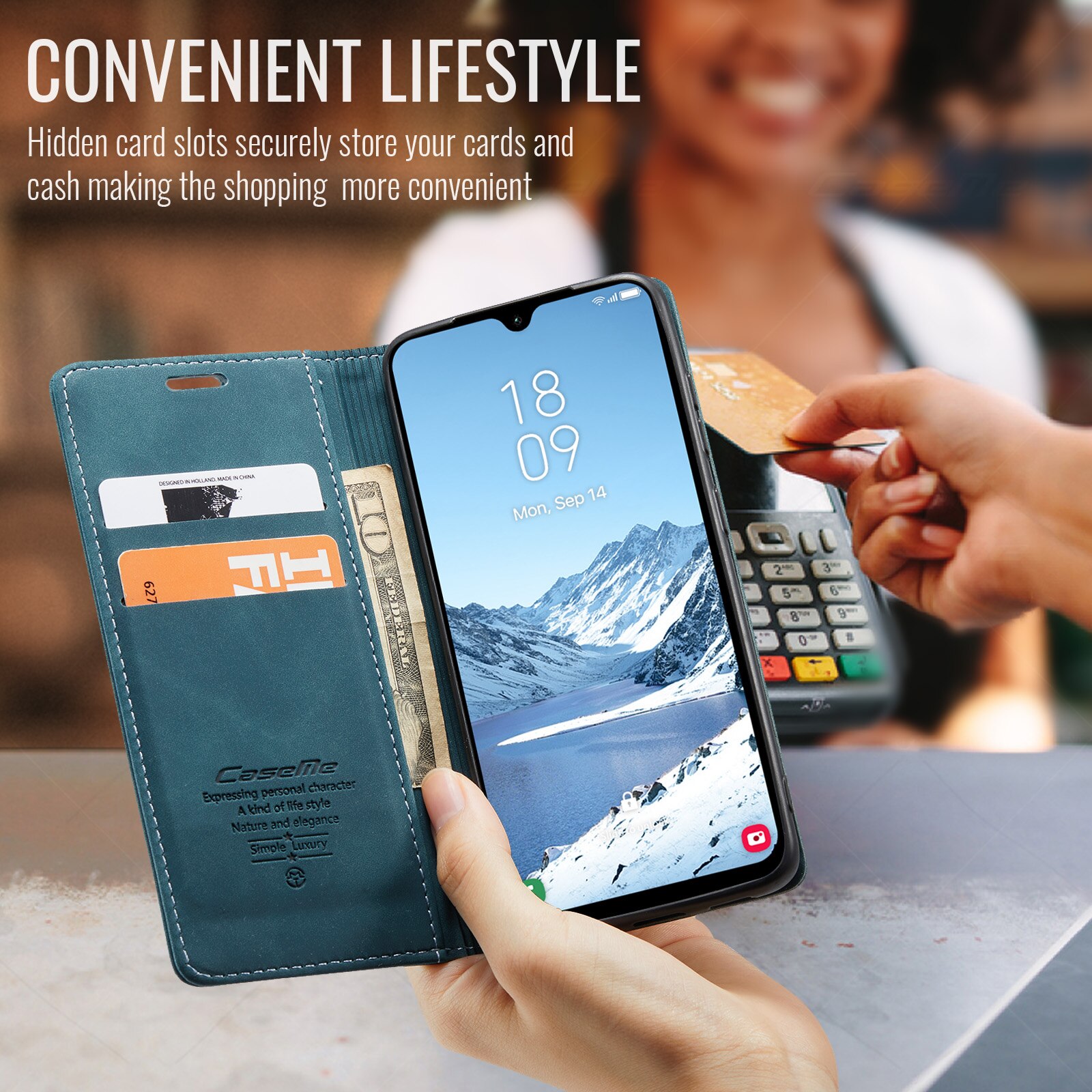 Custodie a portafoglio sottili Samsung Galaxy A17 Blu