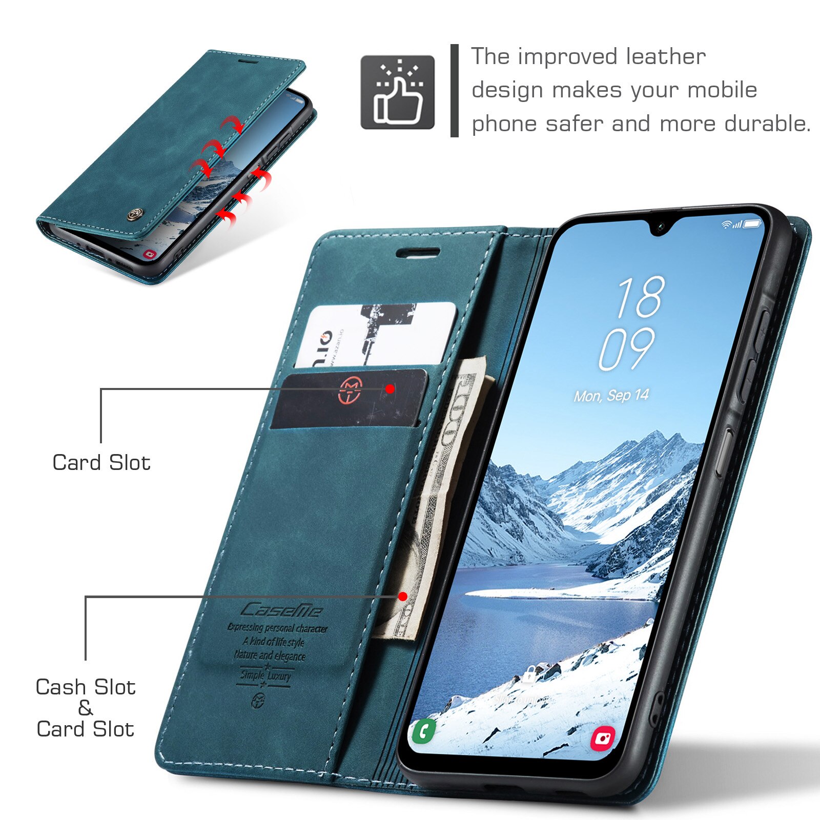Custodie a portafoglio sottili Samsung Galaxy A17 Blu
