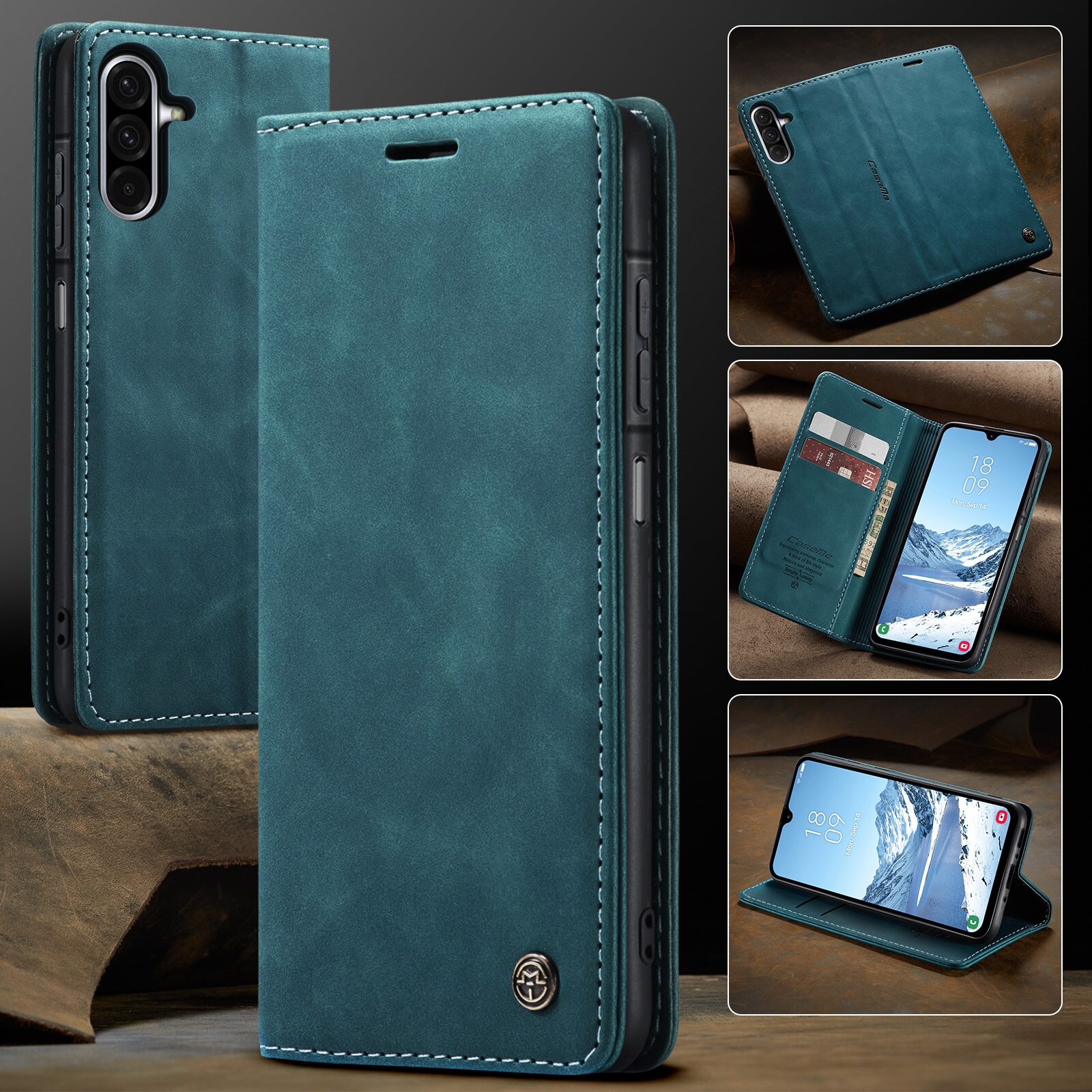 Custodie a portafoglio sottili Samsung Galaxy A17 Blu