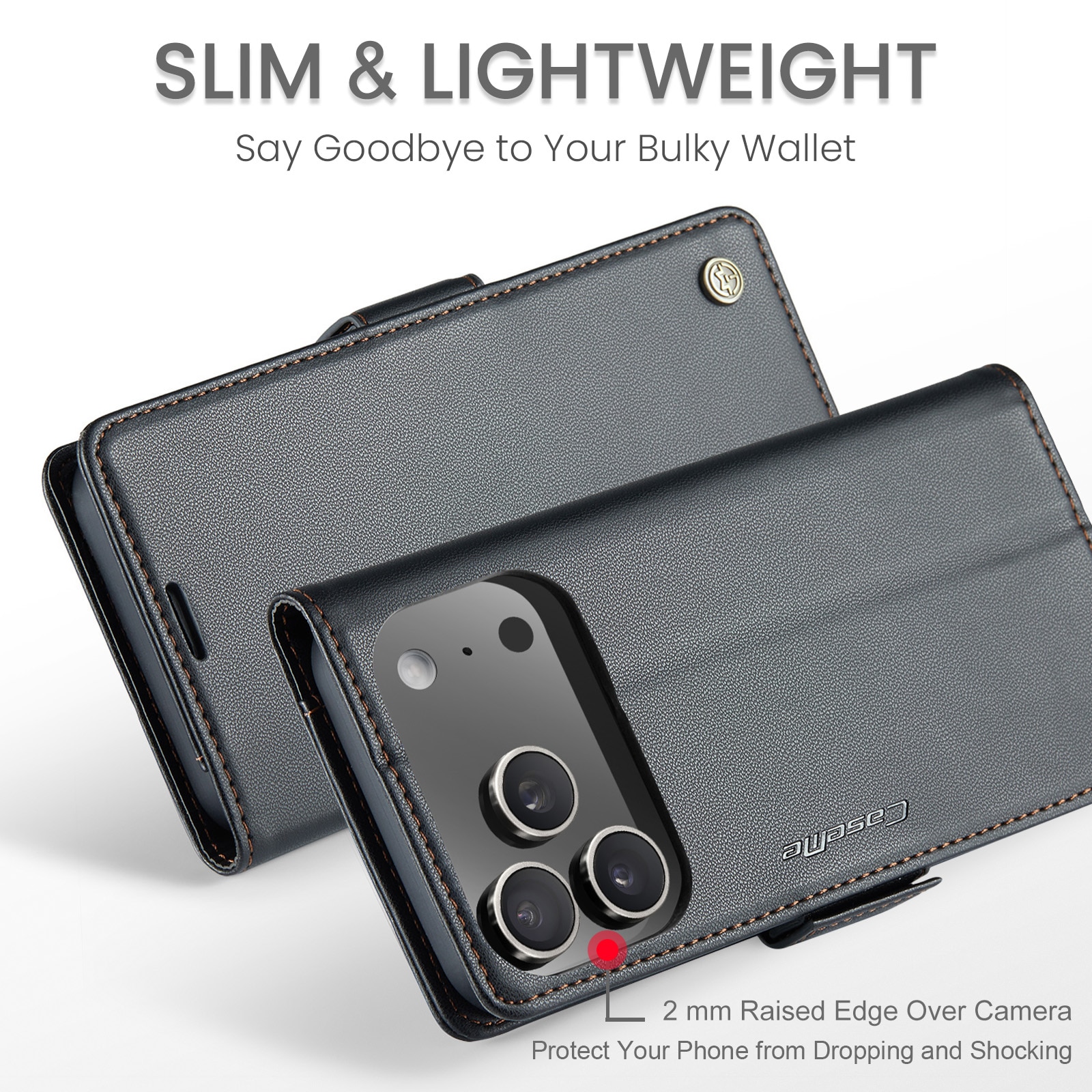 Custodie a portafoglio sottili anti-RFID iPhone 17 Pro Max Nero