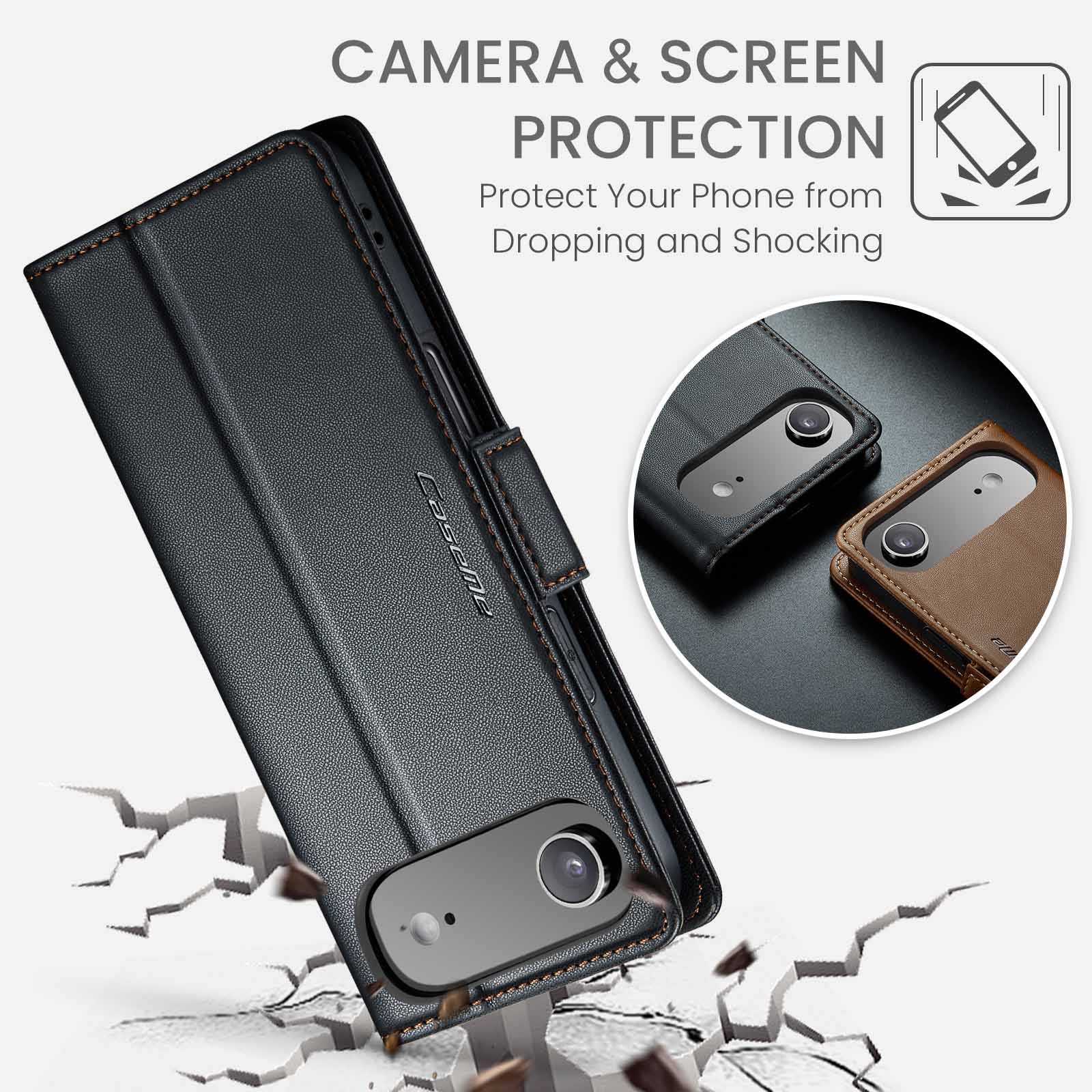 Custodie a portafoglio sottili anti-RFID iPhone 17 Air Nero