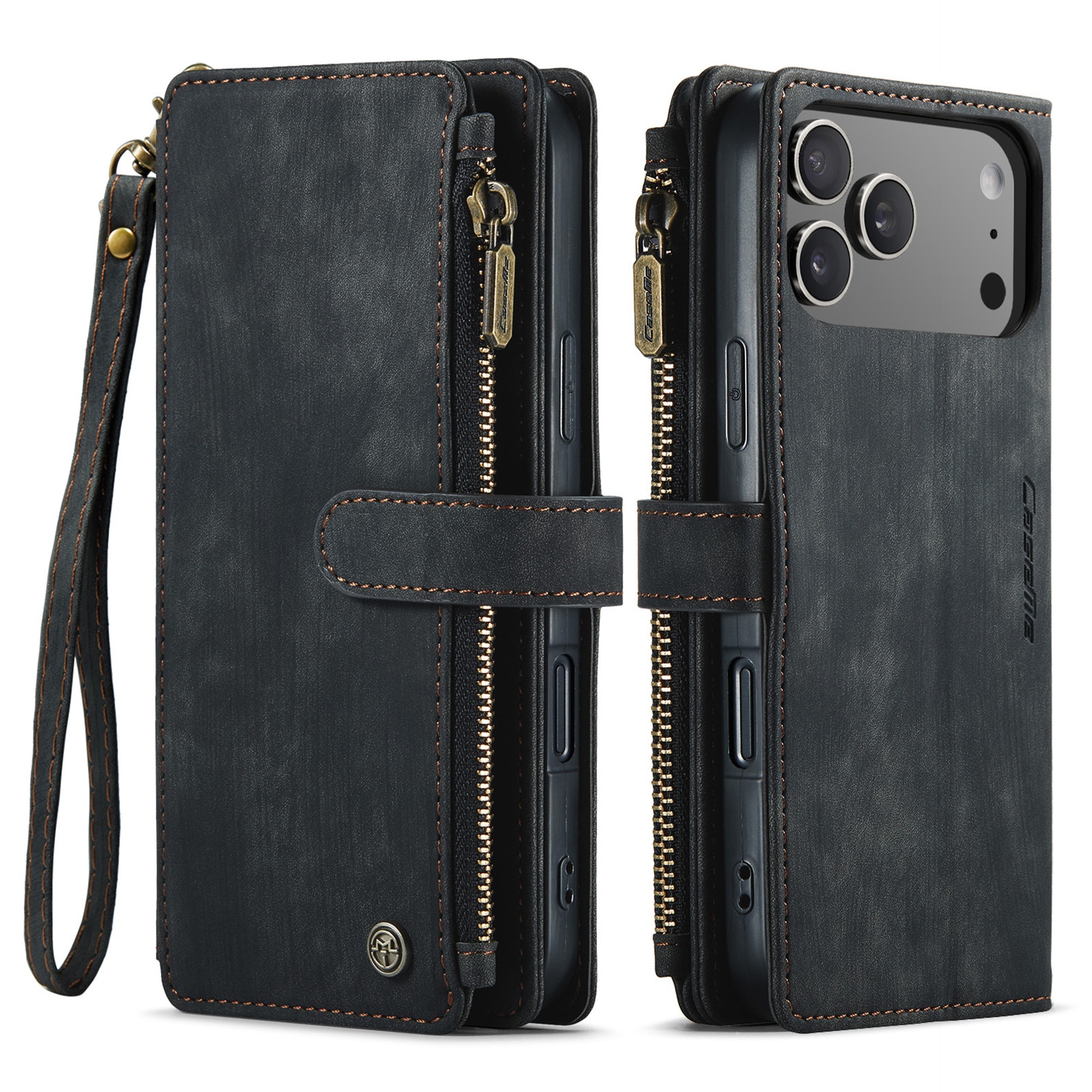 Custodie a portafoglio Zipper iPhone 17 Pro Max Nero
