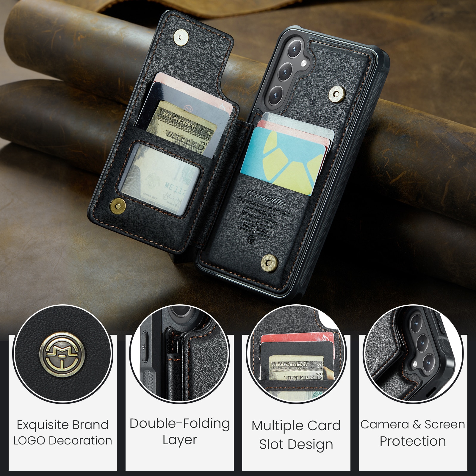 Cover con portacarte anti-RFID Samsung Galaxy S25 FE nero