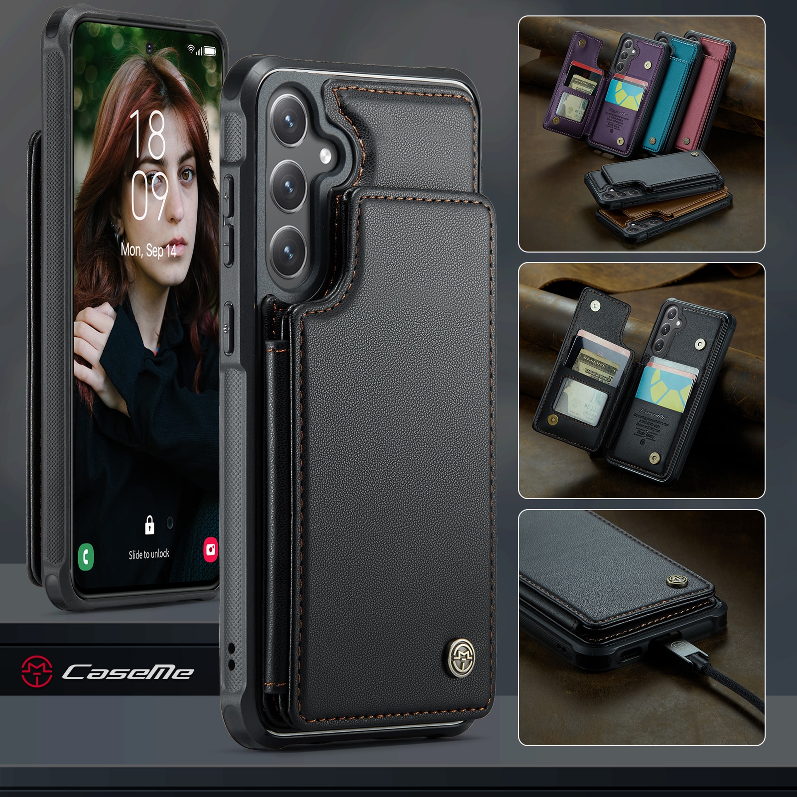 Cover con portacarte anti-RFID Samsung Galaxy S25 FE nero