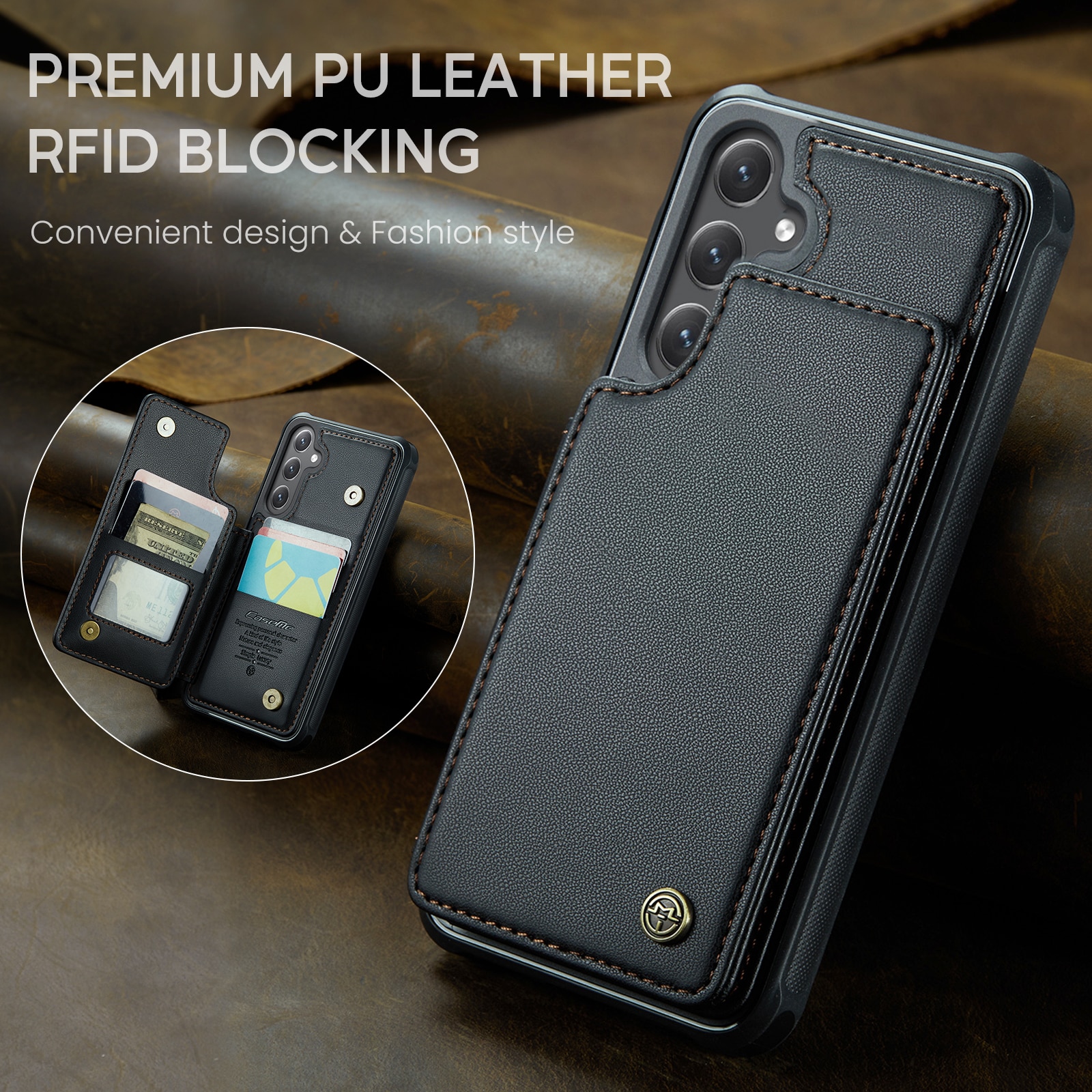 Cover con portacarte anti-RFID Samsung Galaxy S25 FE nero