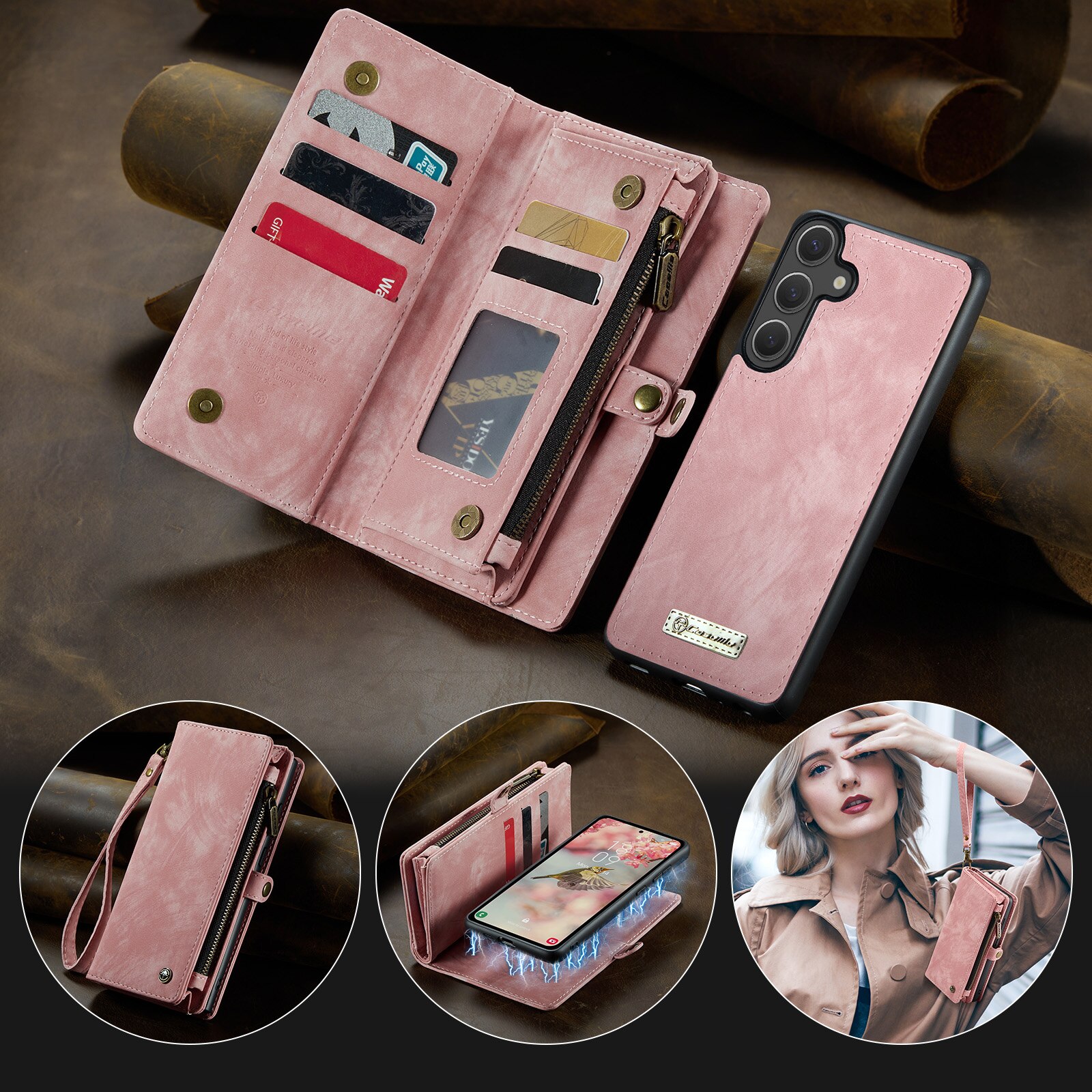 Cover portafoglio Multi-Slot Samsung Galaxy S25 FE Rosa