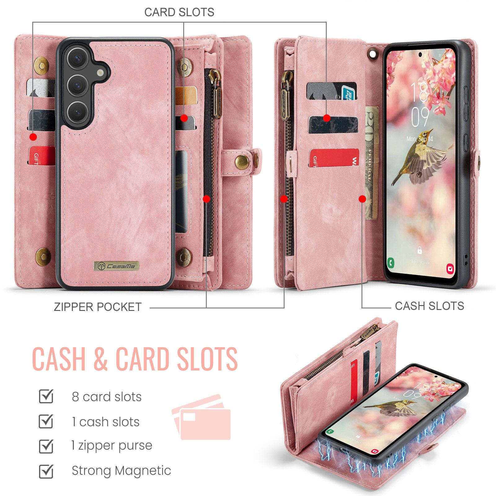 Cover portafoglio Multi-Slot Samsung Galaxy S25 FE Rosa
