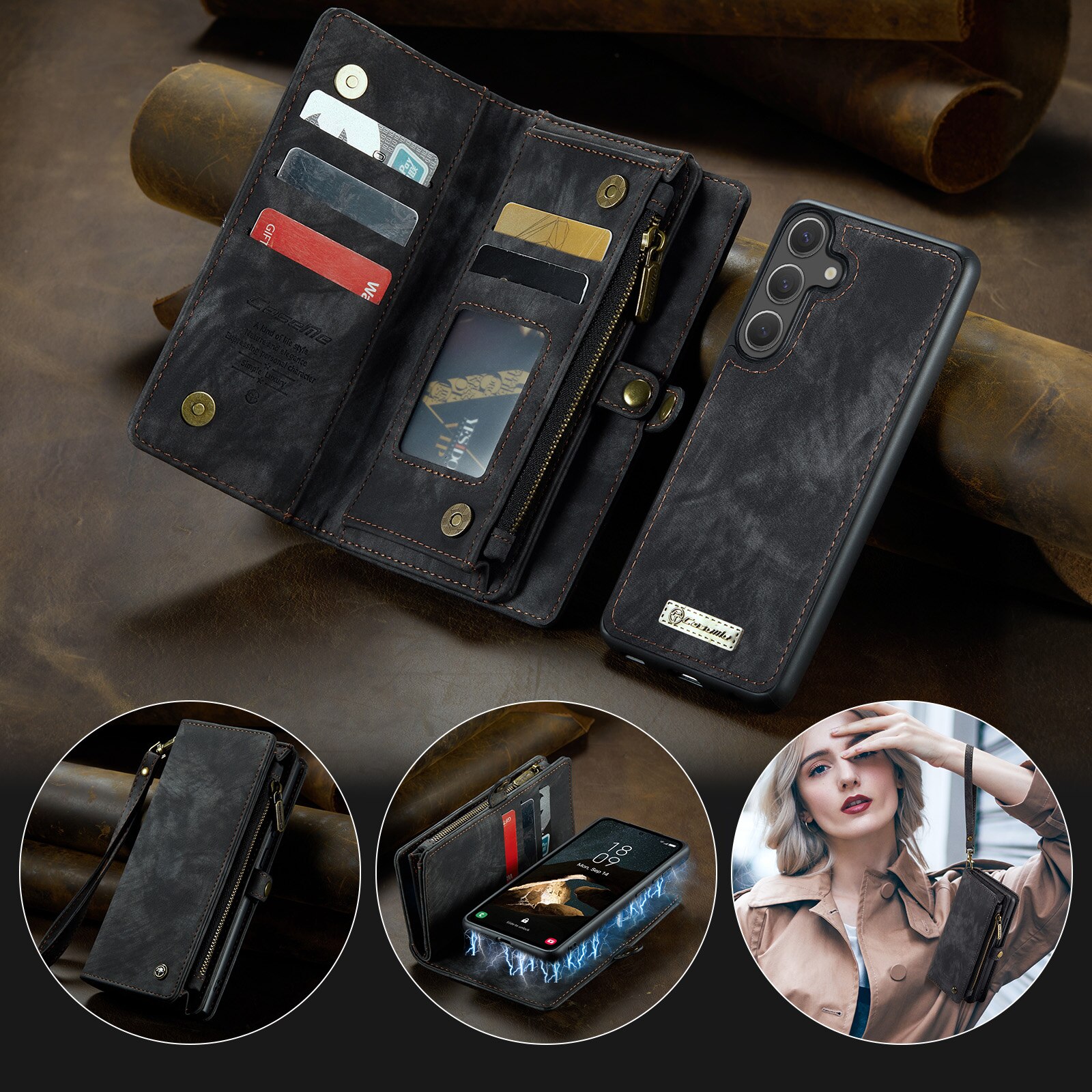 Cover portafoglio Multi-Slot Samsung Galaxy S25 FE Grigio