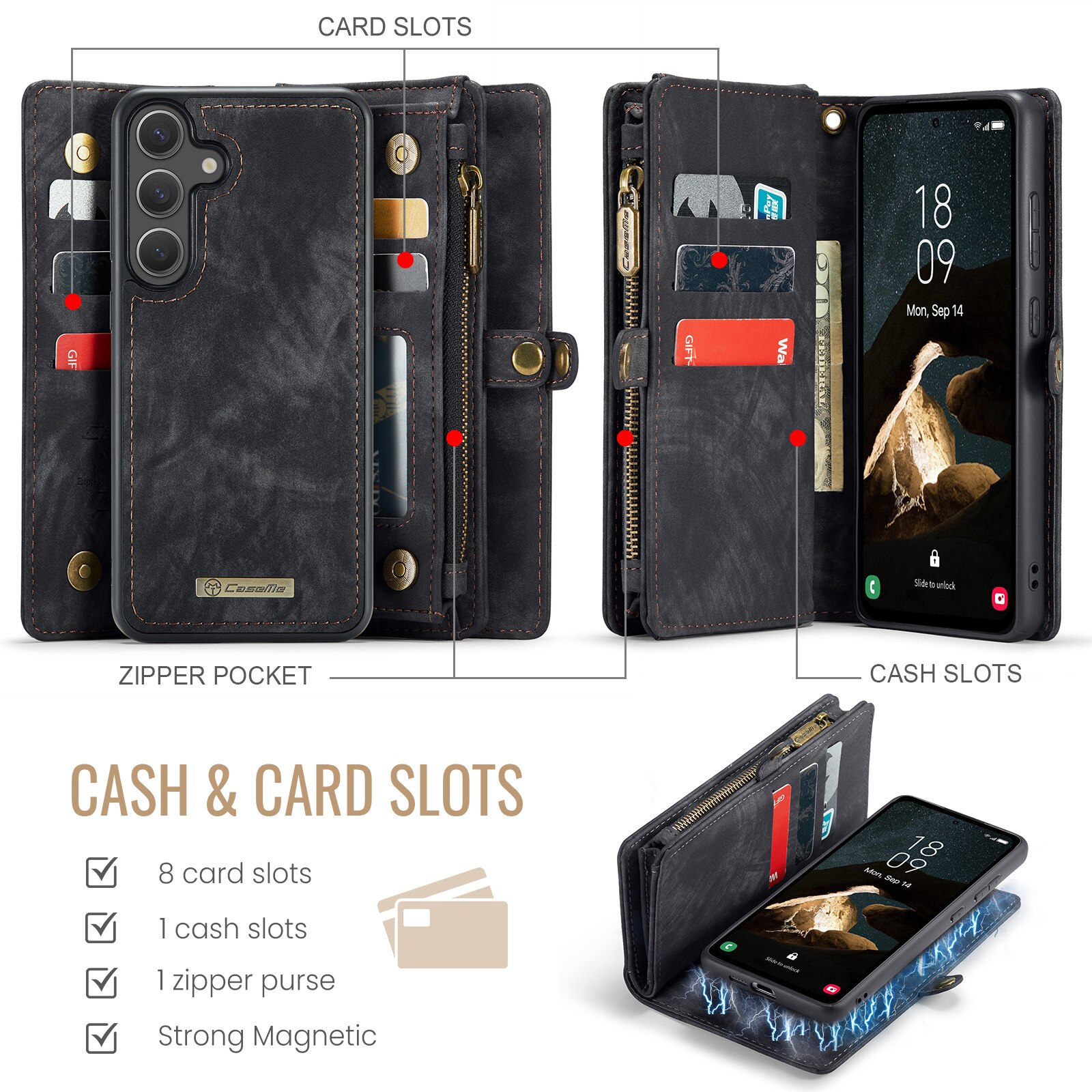 Cover portafoglio Multi-Slot Samsung Galaxy S25 FE Grigio