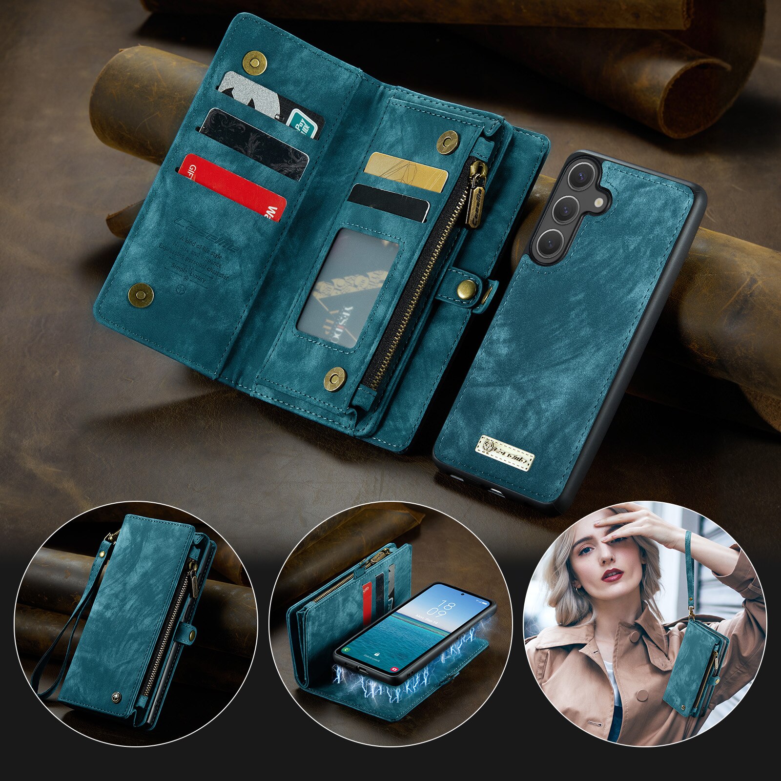Cover portafoglio Multi-Slot Samsung Galaxy S25 FE Blu