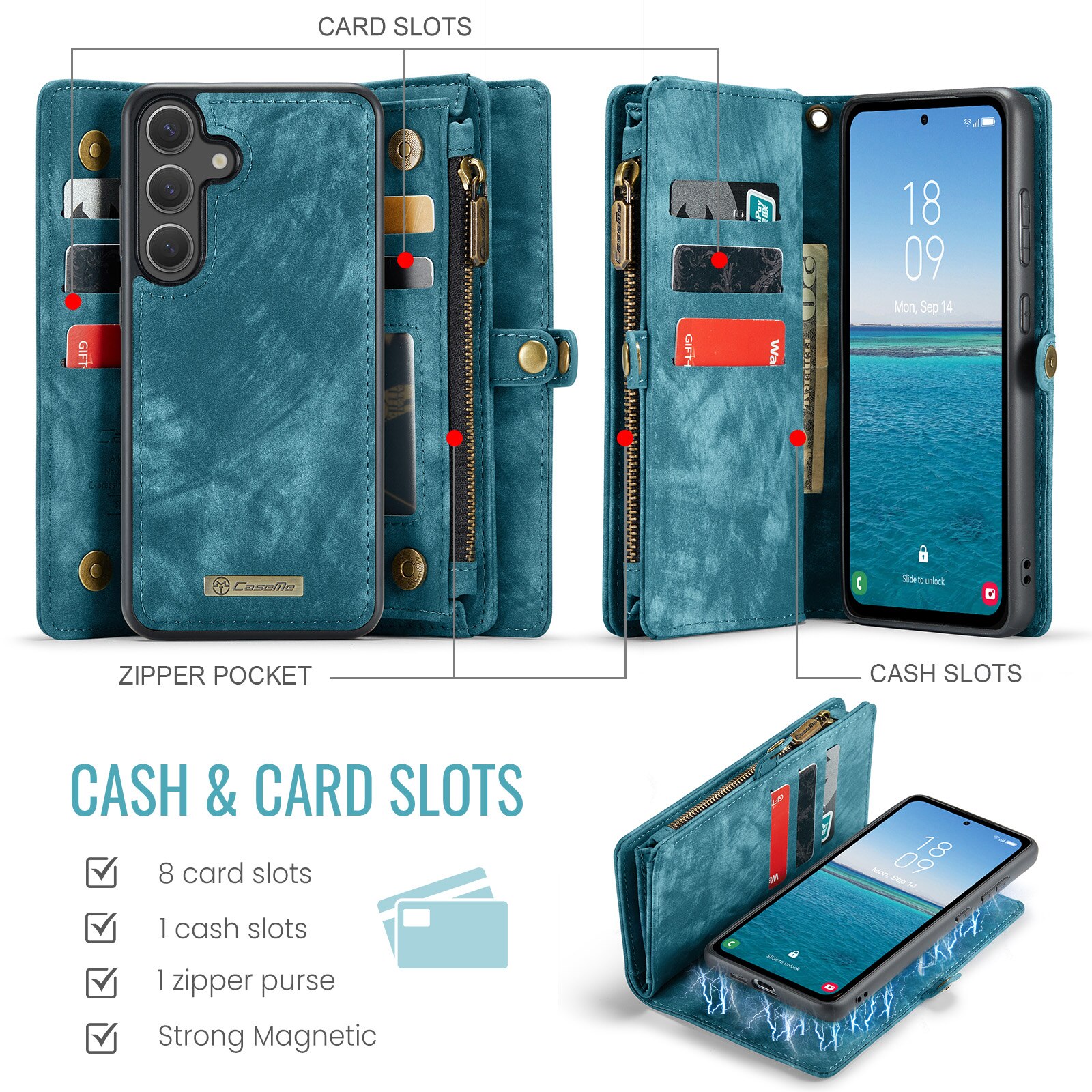 Cover portafoglio Multi-Slot Samsung Galaxy S25 FE Blu