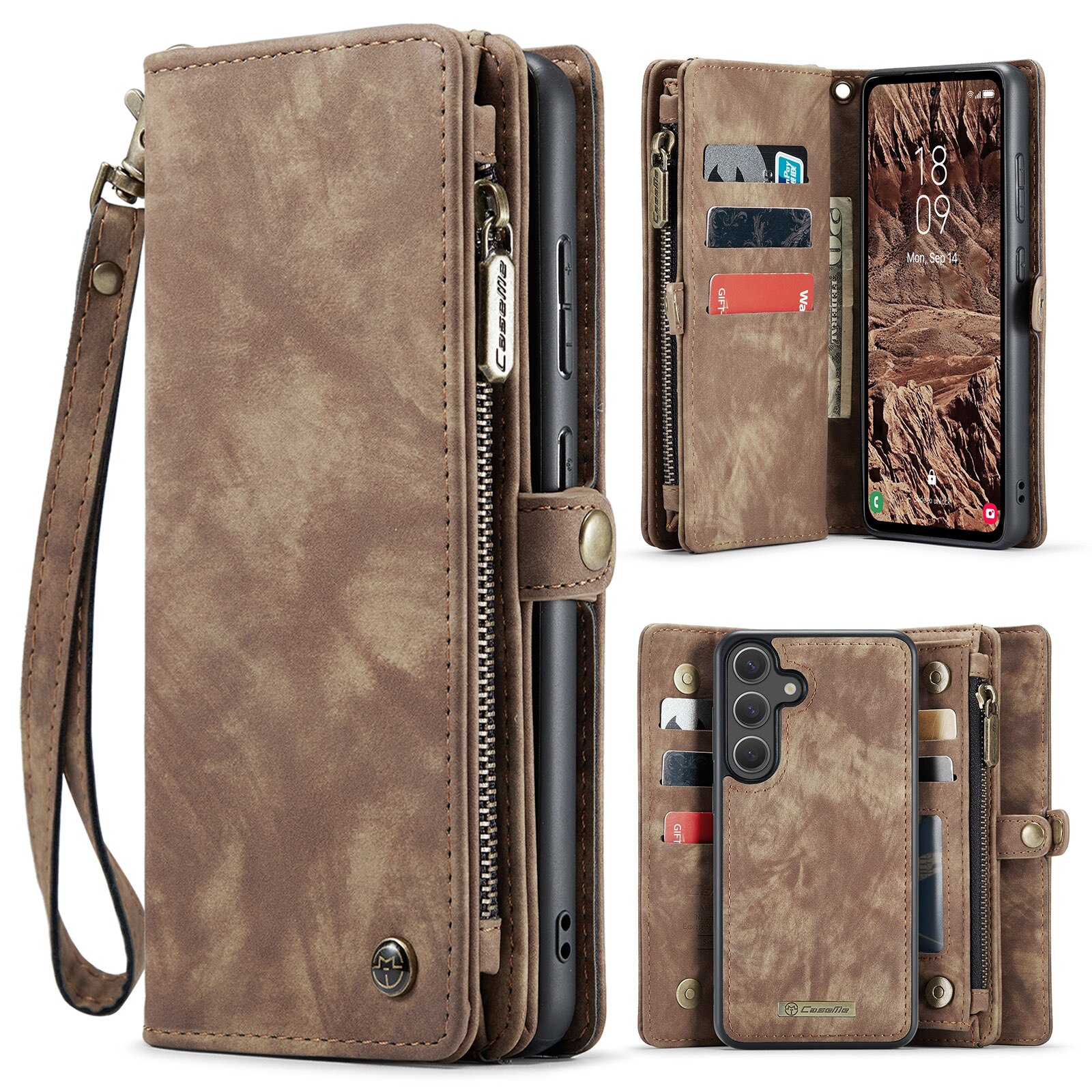 Cover portafoglio Multi-Slot Samsung Galaxy S25 FE Marrone