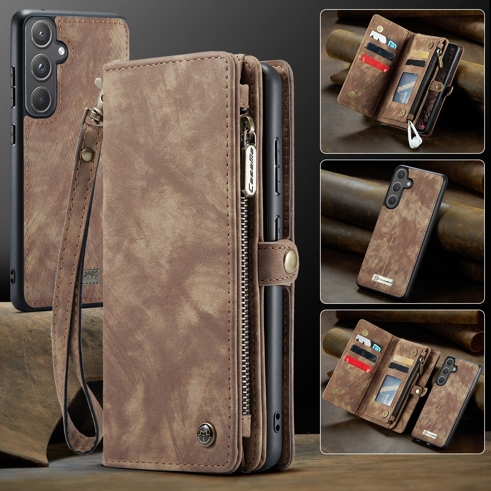 Cover portafoglio Multi-Slot Samsung Galaxy S25 FE Marrone