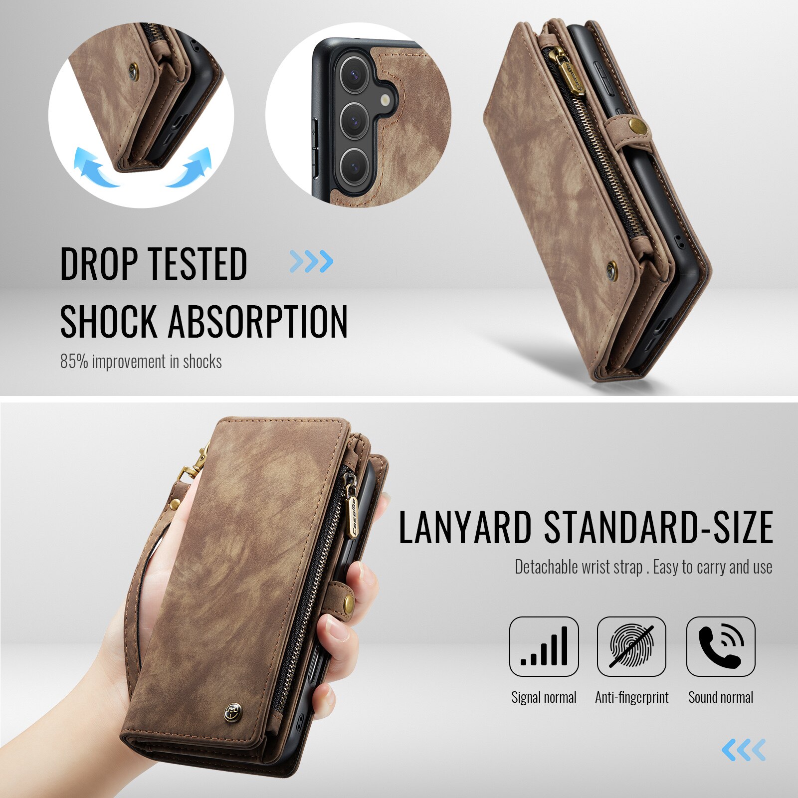 Cover portafoglio Multi-Slot Samsung Galaxy S25 FE Marrone