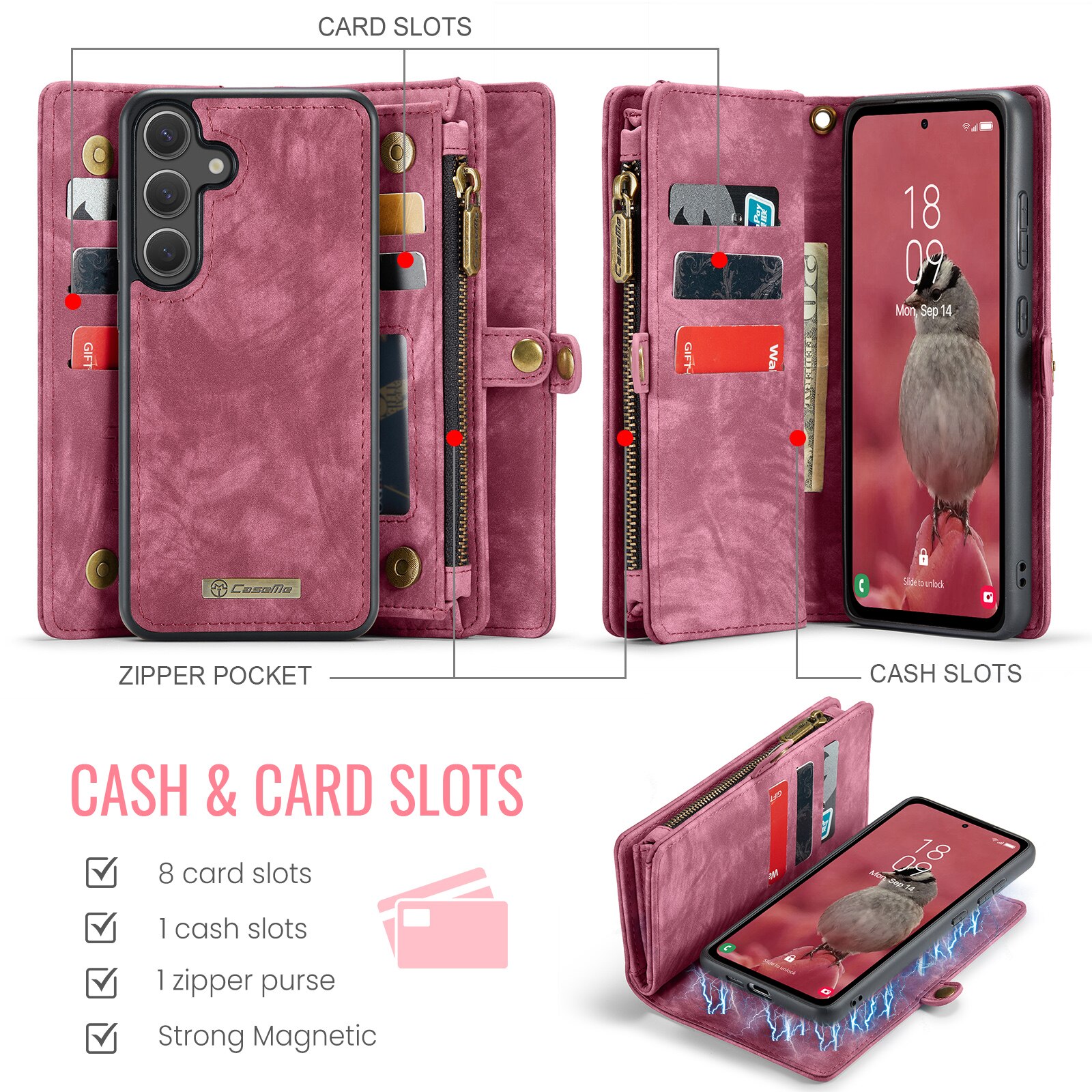 Cover portafoglio Multi-Slot Samsung Galaxy S25 FE Rosso